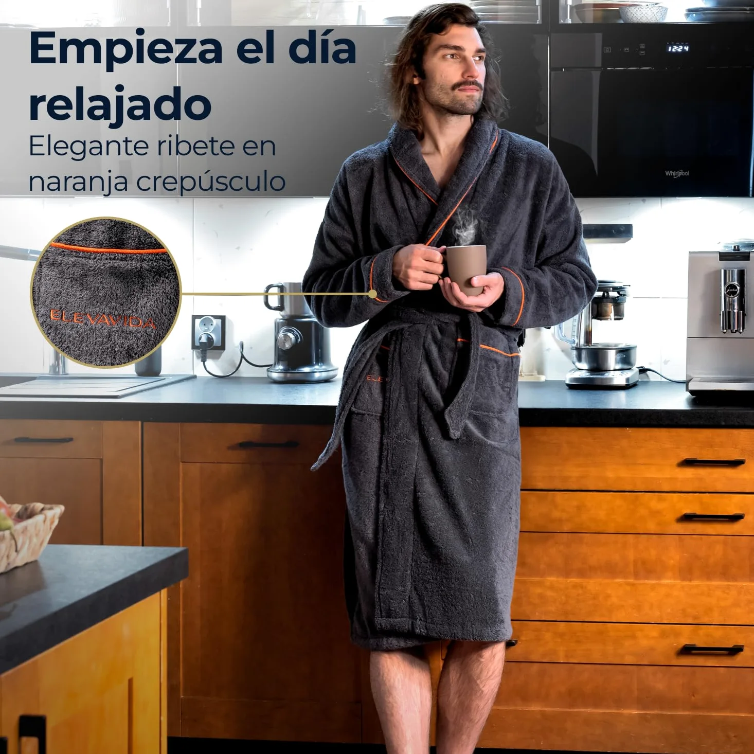 Albornoz de Baño para hombre de Algodón 430 gsm - S/M/L/XL/XXL - Alta Absorción y Certificado OEKO TEX