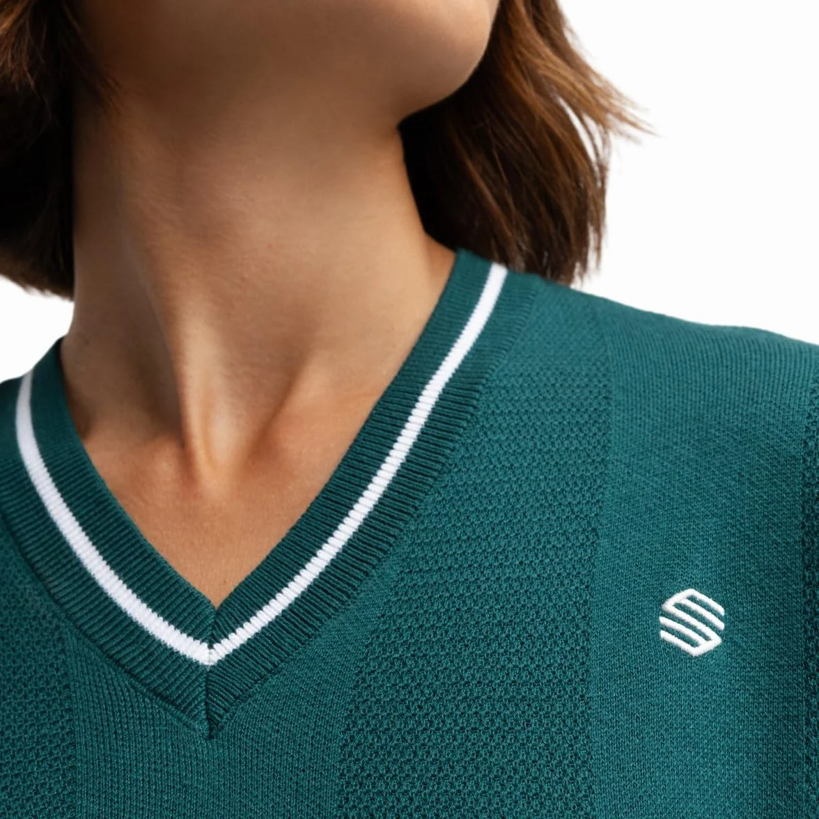 SIROKO Jersey Punto Golf Cuello de Pico Gimme Teal Verde