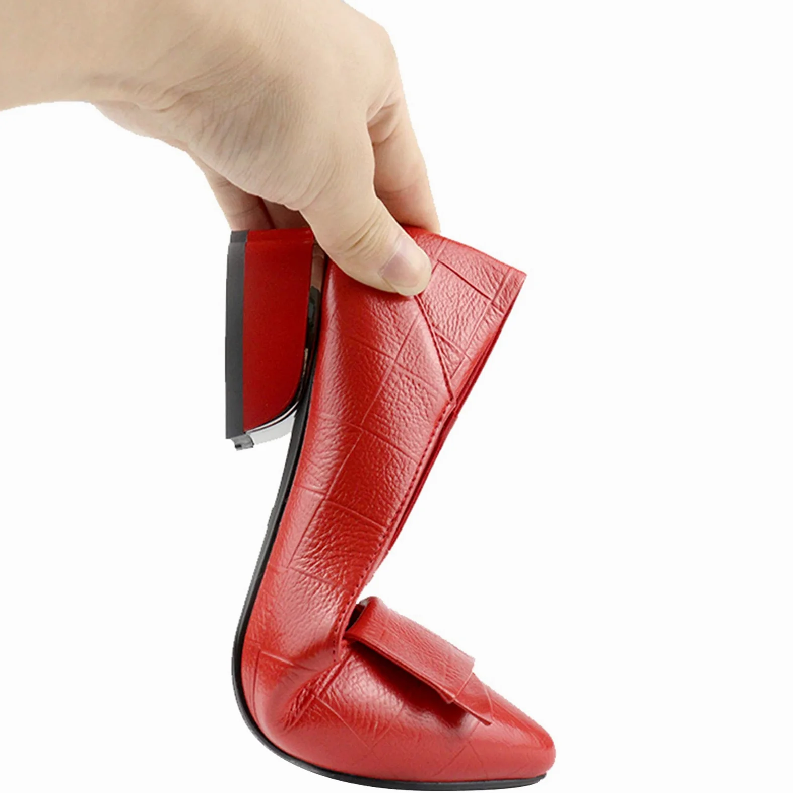 Mujer Puntiagudo Cuadros Zapatos de Tacón Cuero Suela Blanda Ballerinas