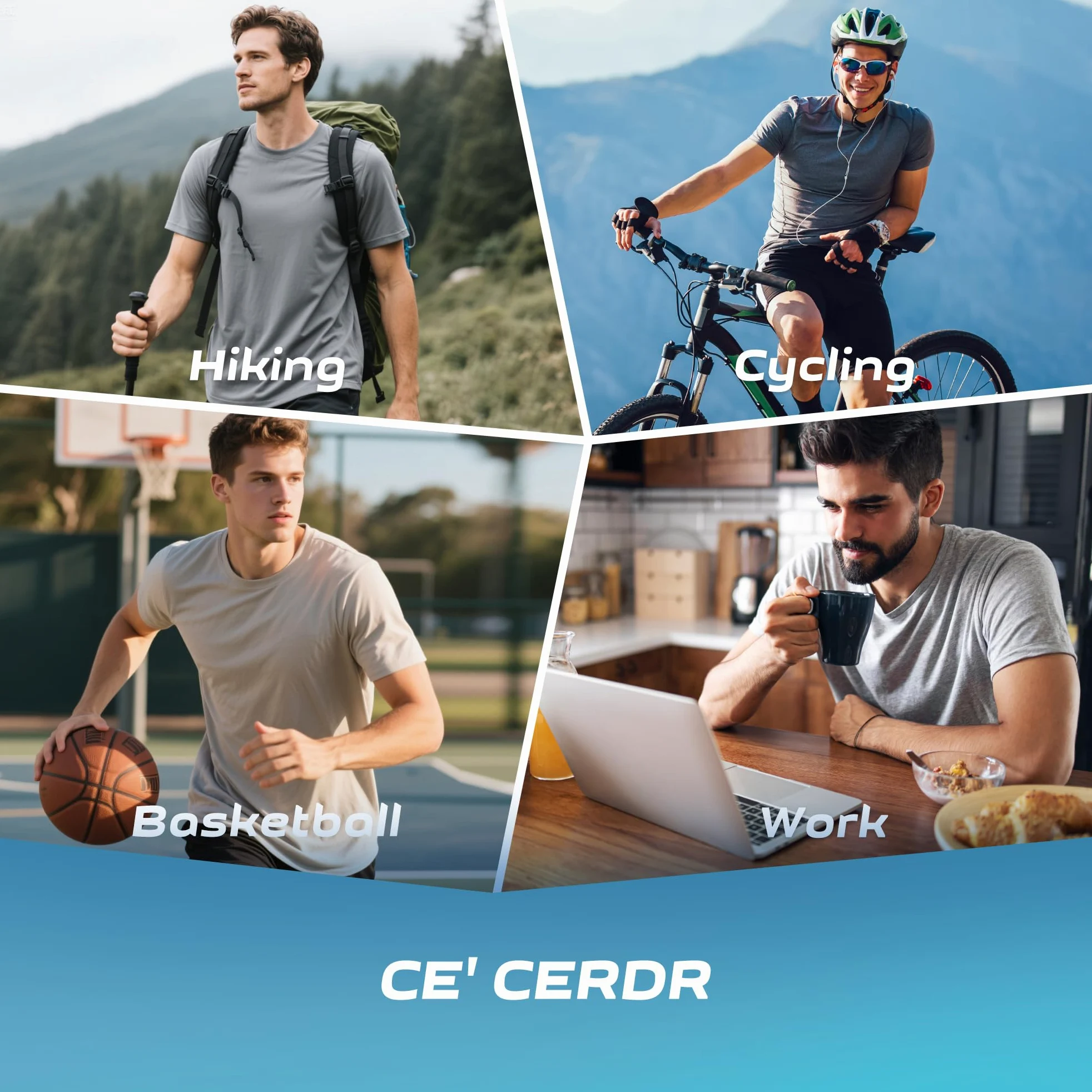 CE' CERDR - Camiseta deportiva de manga corta para hombre - - Medium
