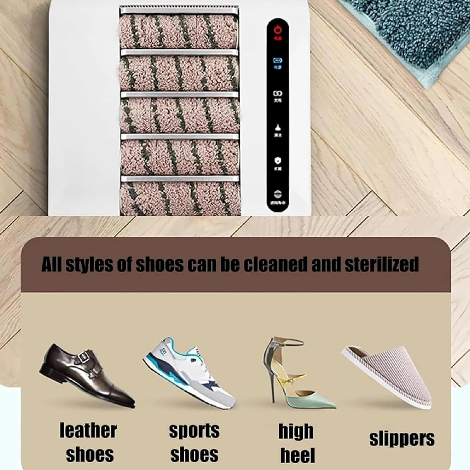 Pulidora eléctrica de zapatos, máquina de limpieza totalmente automática de 1000 Pa, limpiador de suela sin agua de 260 RPM para hogar, oficina, hoteles, uso comercial