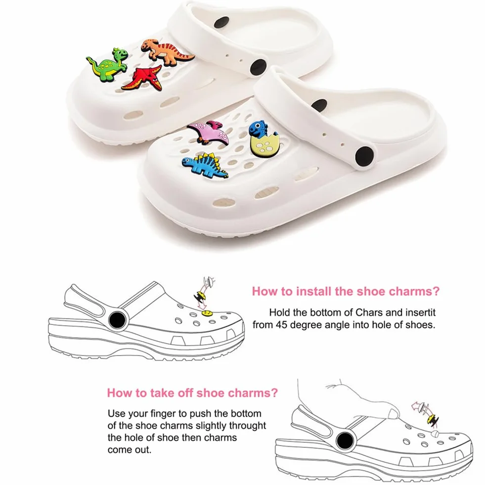 Dinosaurio Encantos del Zapato 38PCS Cute Cartoon Zapato Decoración Croc Charms para Niñas Mujeres Niños Adultos, Regalo para Fiesta de Cumpleaños
