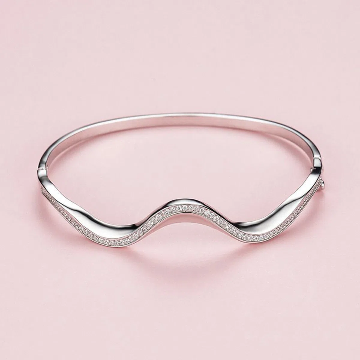 Pulseras de la amistad onduladas para mujer con diamantes creados, pulsera de platino para ella, oro blanco de 9/14/18 quilates y PT950