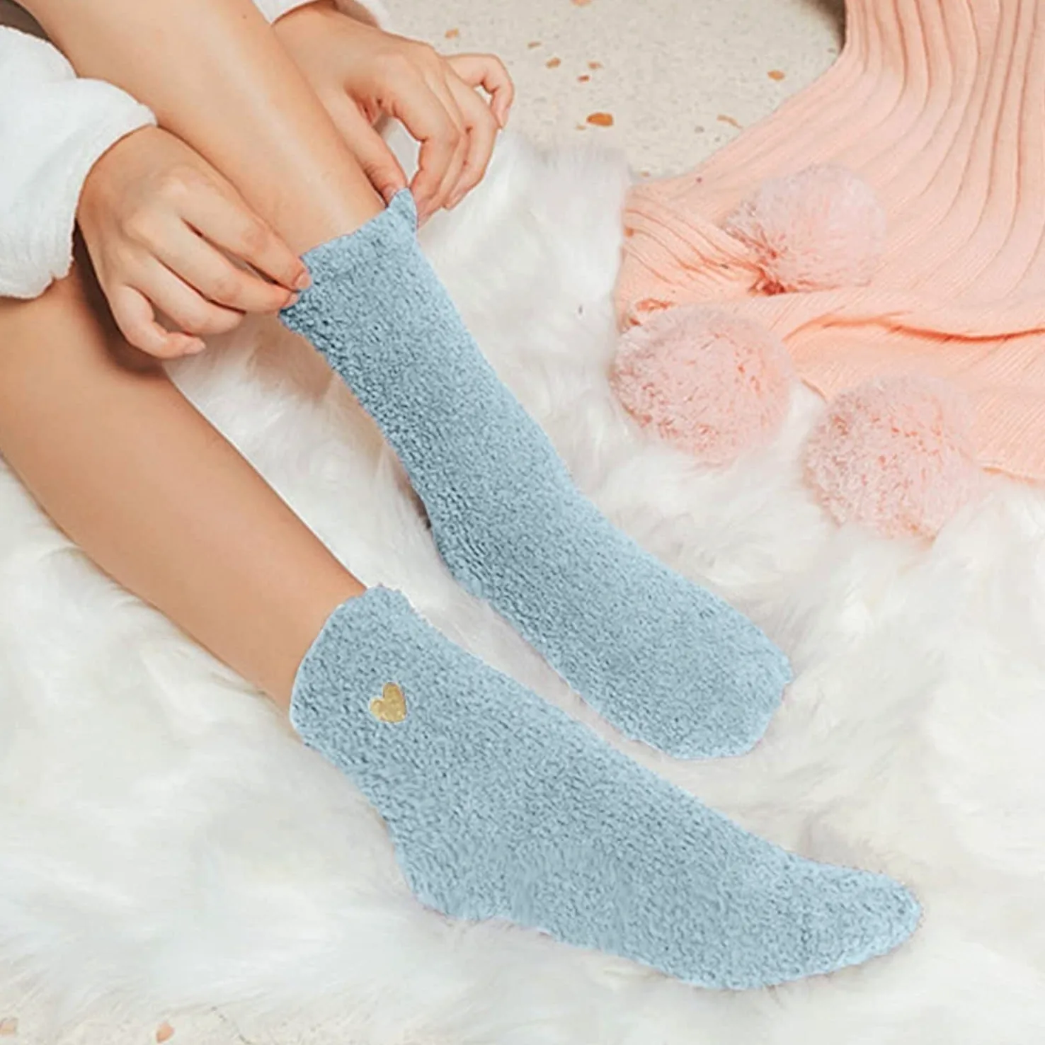 Calcetines Invierno 8 Pares De Calcetines Para Mujer Con Patrón De Corazón De Amor, Esponjosos, Súper Suaves, Cálidos, Gruesos, Acogedores Y Borrosos Calcetines Termicos
