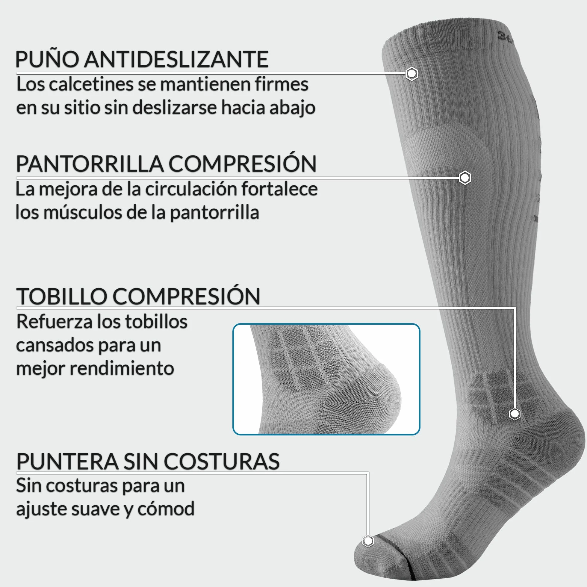 360 RELIEF Medias de Compresión Mujer y Hombre Calcetines Deportes Correr Viaje