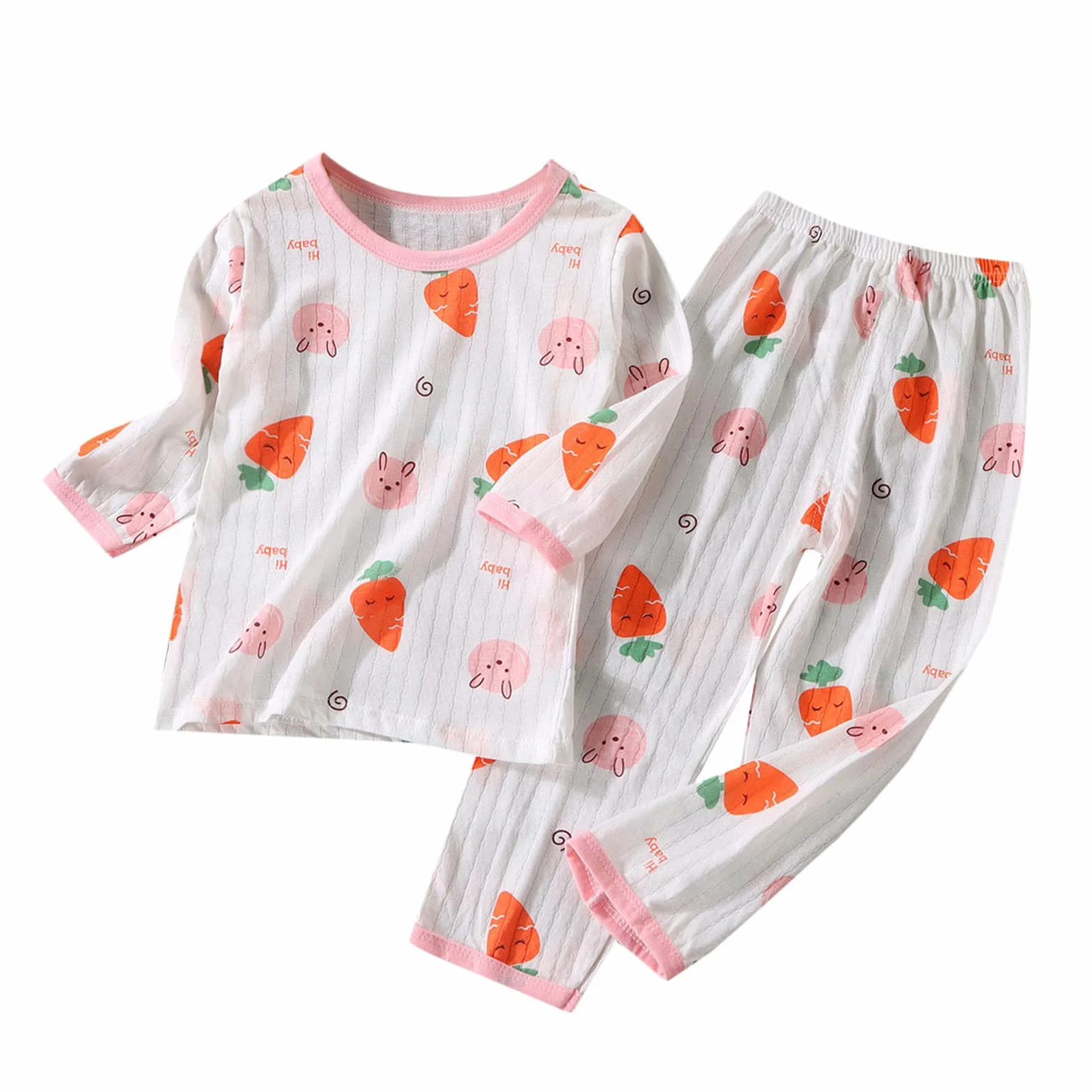 Pijamas de Manga Larga Conjunto Algodón Infantil Verano Ropa Casa Bebe Coreano Niños Niñas