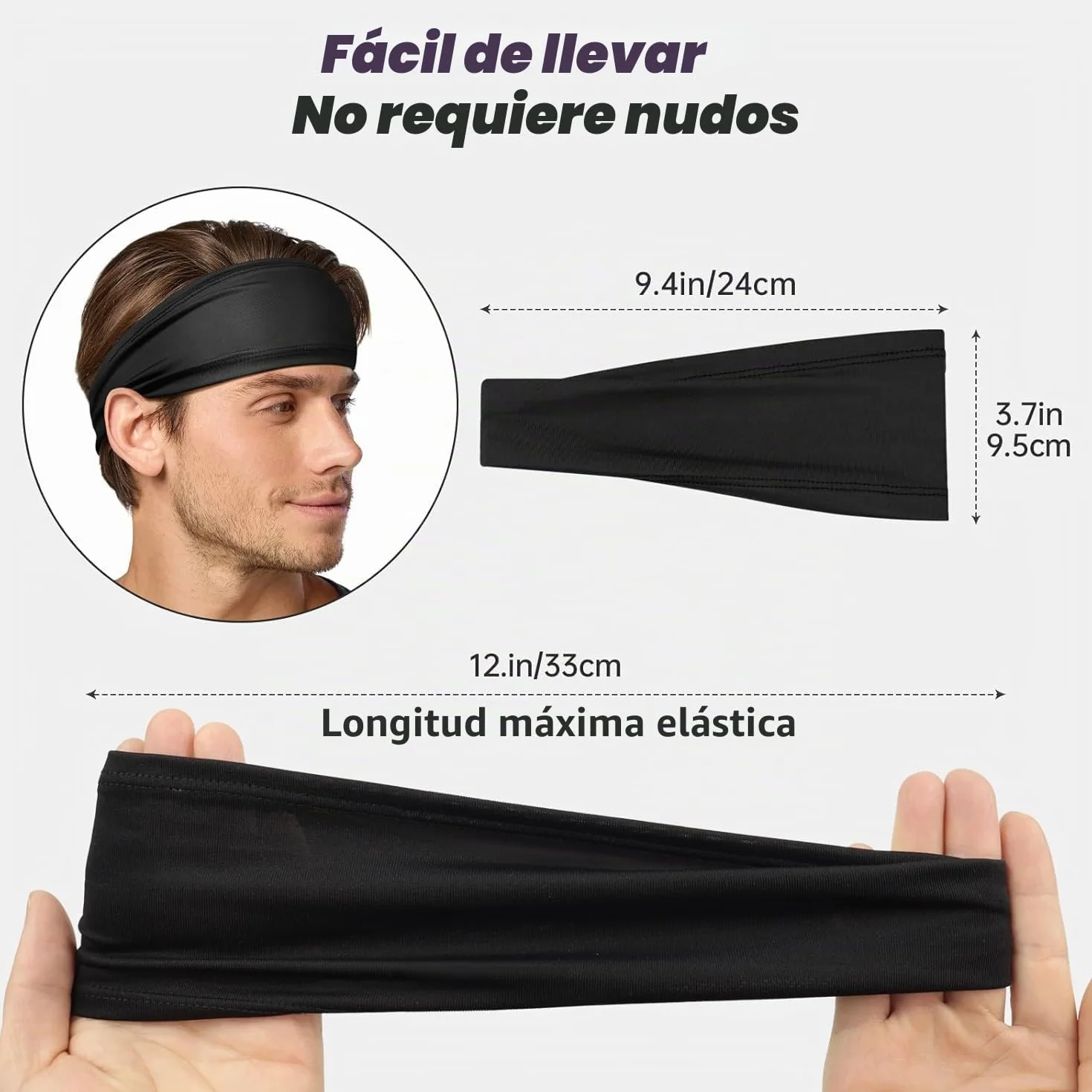 Cinta Pelo Deporte 4 Pcs Diadema Hombre Antiscivolo Elástico Headband Accesorios Running