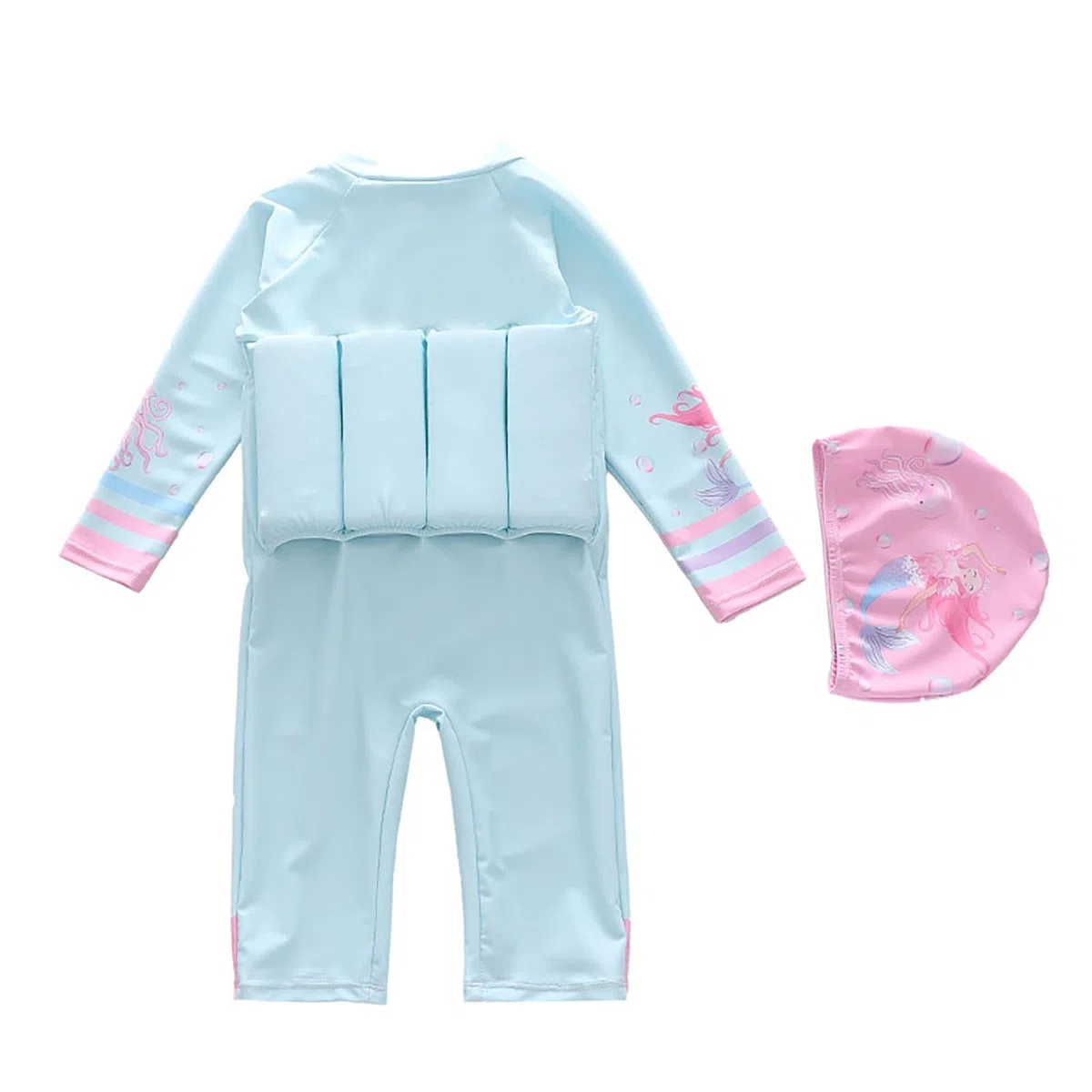 Generisch Bañador para niña con flotabilidad, manga larga, protección solar, traje de baño para playa y fiesta en la piscina