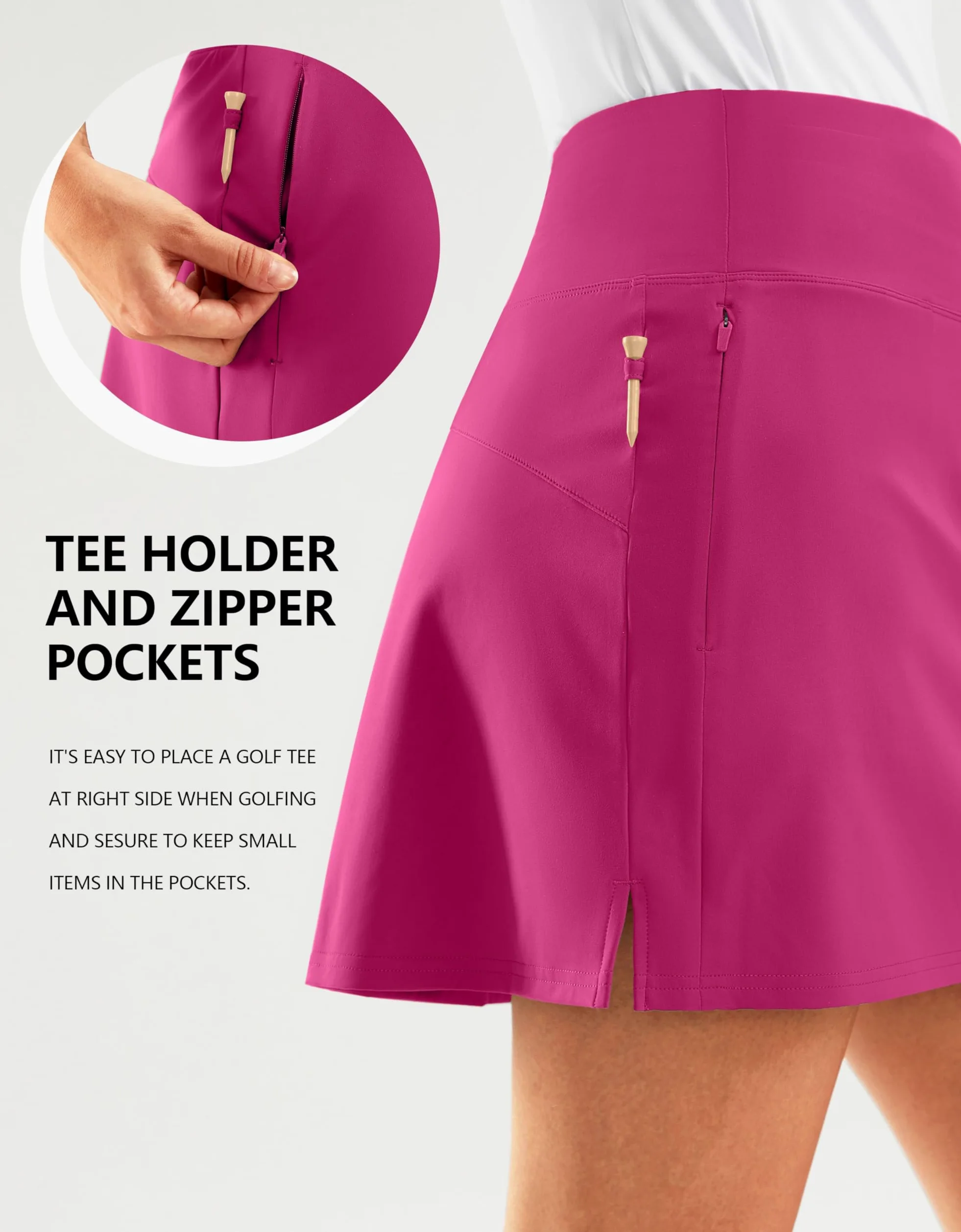 SANTINY Falda pantalón de golf de 16 pulgadas para mujer, bolsillos con cremallera, falda de tenis de cintura alta, falda atlética