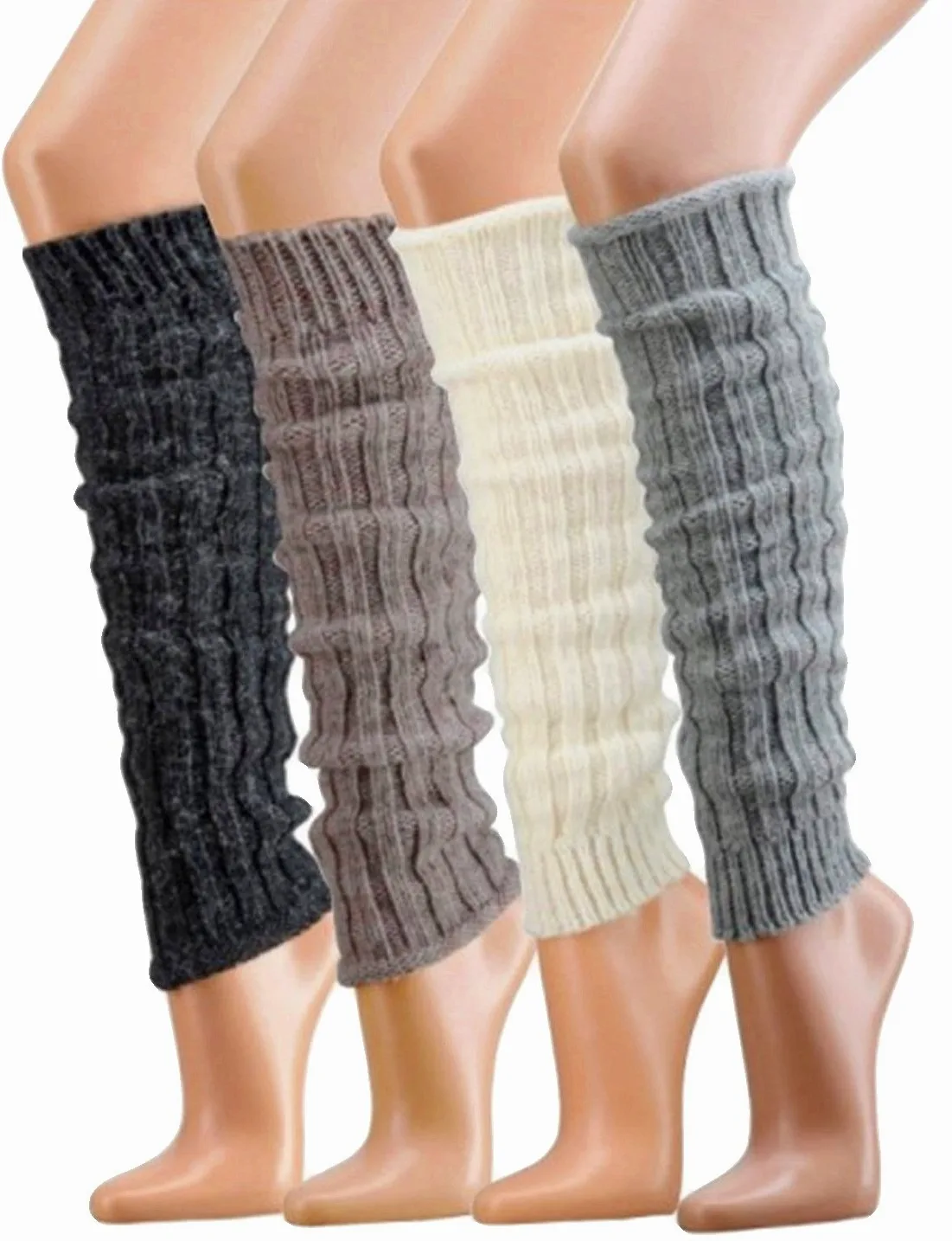 krautwear® Mujer Niña 4 pares calentadores calentadores Legwarmers grobs Electric kstulpen con lana de alpaca alpaca Zambaiti 30 cm 80 Negro Blanco Gris Beige