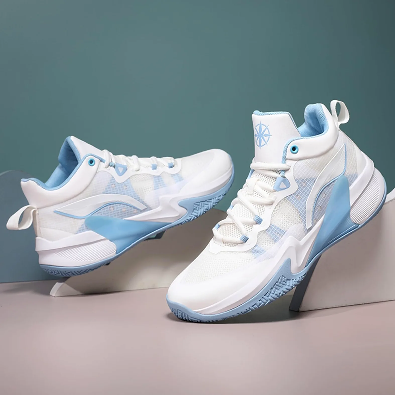 Zapatillas de Baloncesto Hombre Altas Protección Tobillo | Zapatillas de Baloncesto Hombre Altas Blanco Azul Protección Tobillo TPU Amortiguación