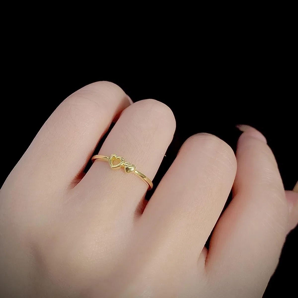 Anillos para mujer, diseño de corazón, oro amarillo de 9 quilates, talla 49 (15,6)