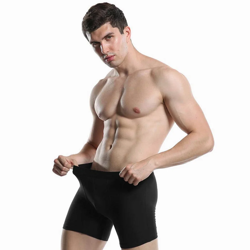 Calzoncillos Hombre baratosAlgodón Piernas largas Hombres Boxers Ropa Interior Soft Boxer (Pack de 6)-Negro 5pcs_SG