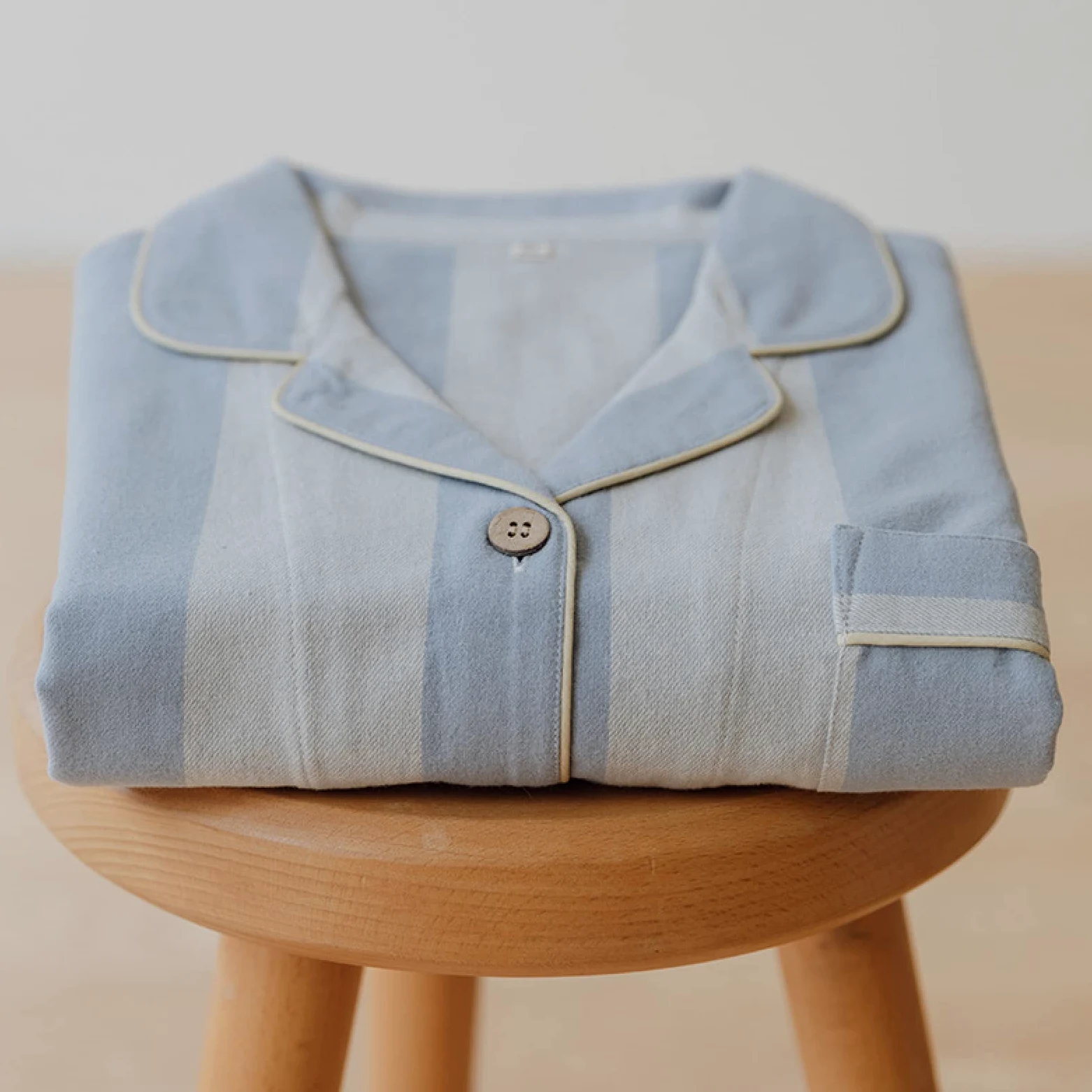 Conjunto De Dos Piezas De Pijama De Algodón para Mujer, Traje De Manga Larga para El Hogar De La Pareja, Felpa Cepillada De Algodón Hecha A Mano,Lake Blue,M (Peso 100-120 Catties)