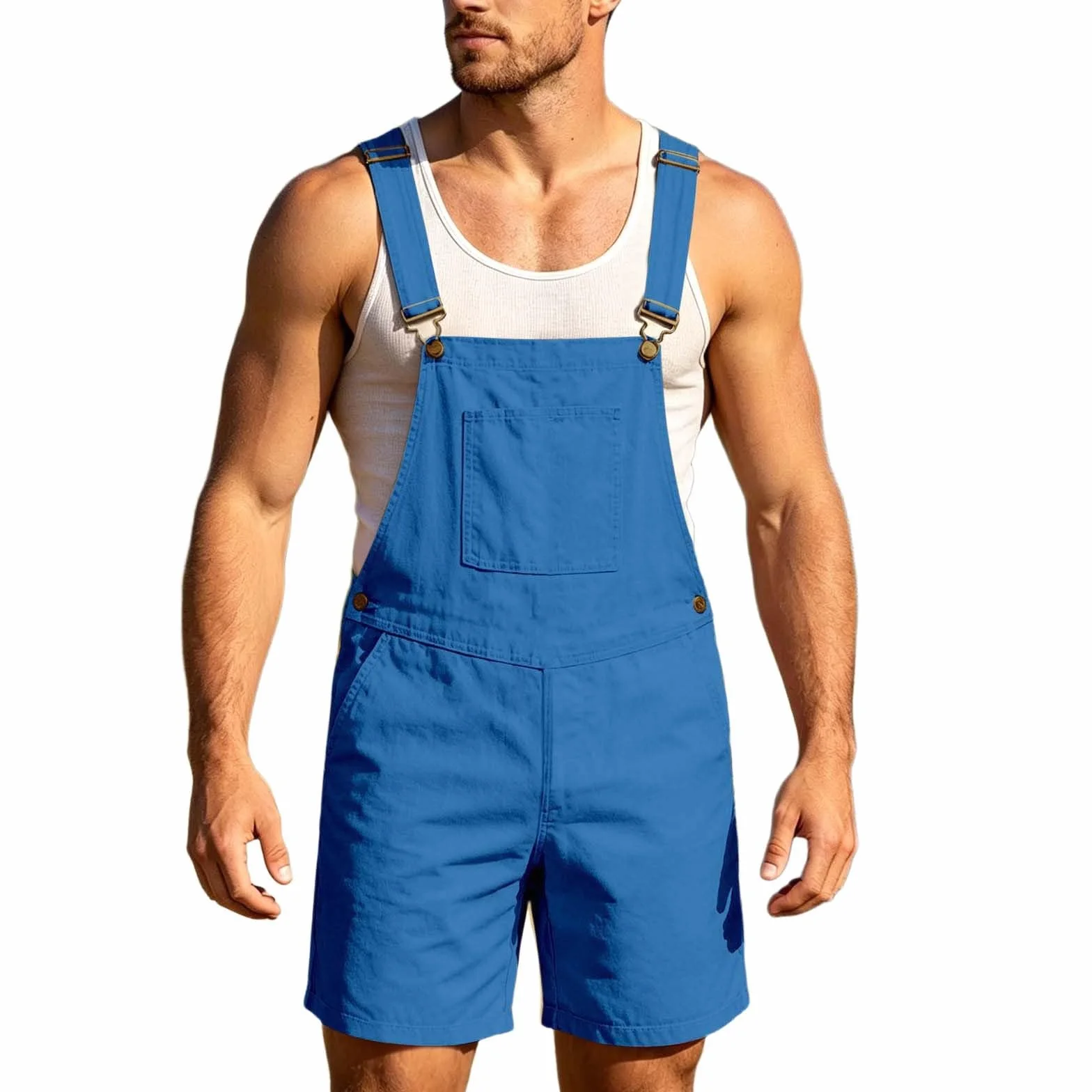 Peto para hombre, mono cargo corto de trabajo, corte holgado, retro, verano