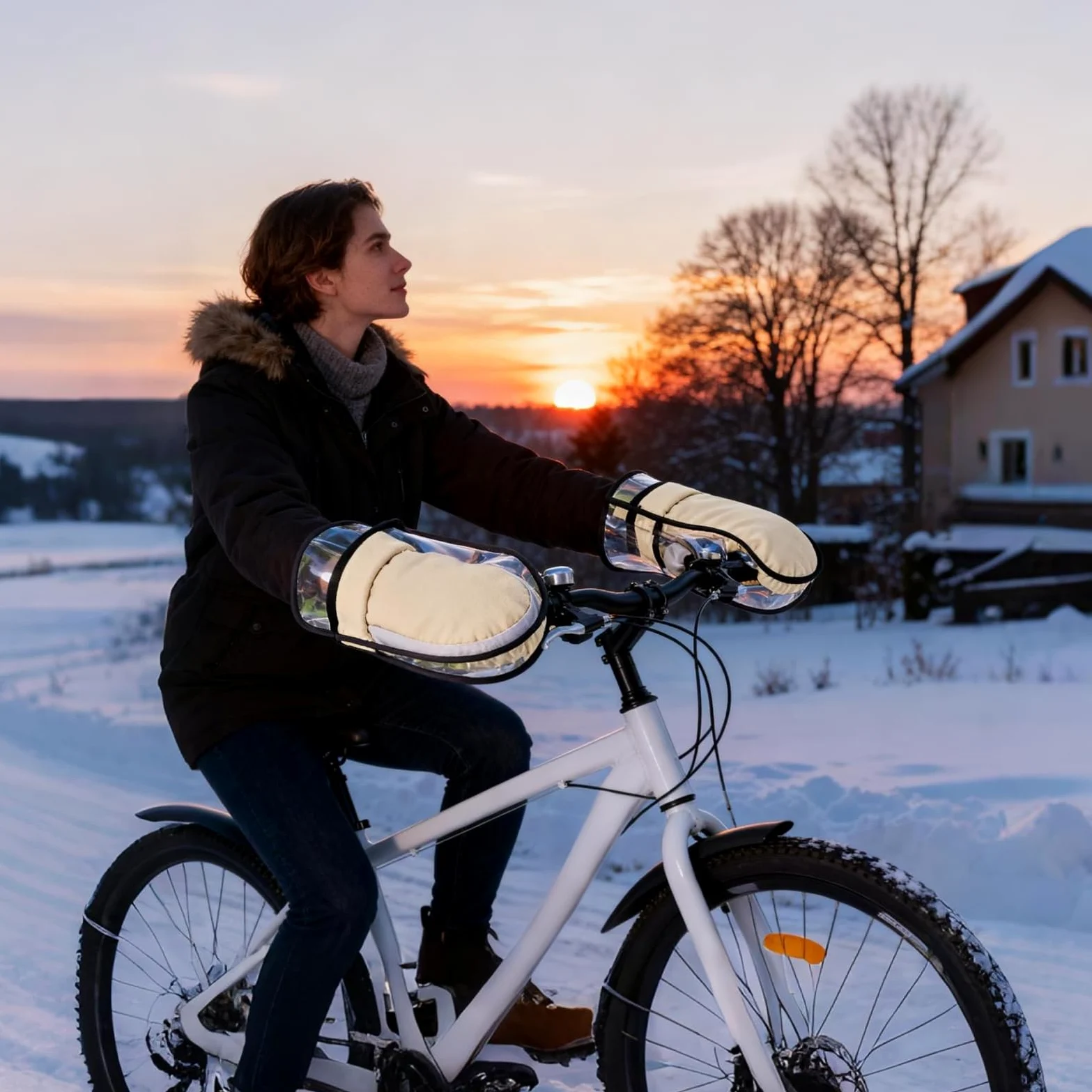 Manoplas Para Manillar Manguitos Térmicos Para Agarres De Bicicleta | Cubierta Térmica Para Manubrio Para Ciclismo Invernal, Desplazamientos Diarios, Motonieve, Motocross, Carretera