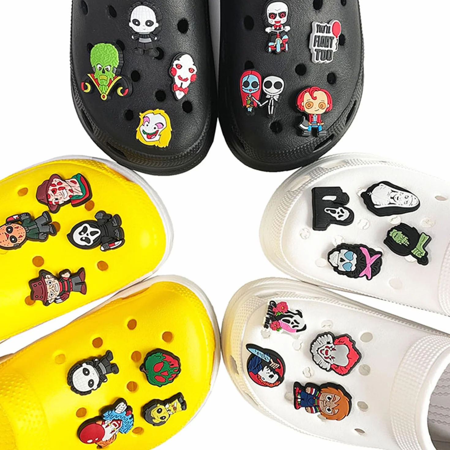 Terror Encantos del Zapato 30PCS Terrorífico tema de Halloween Zapato Decoración Croc Charms para Niñas Mujeres Niños Adultos, Regalo para Fiesta de Cumpleaños
