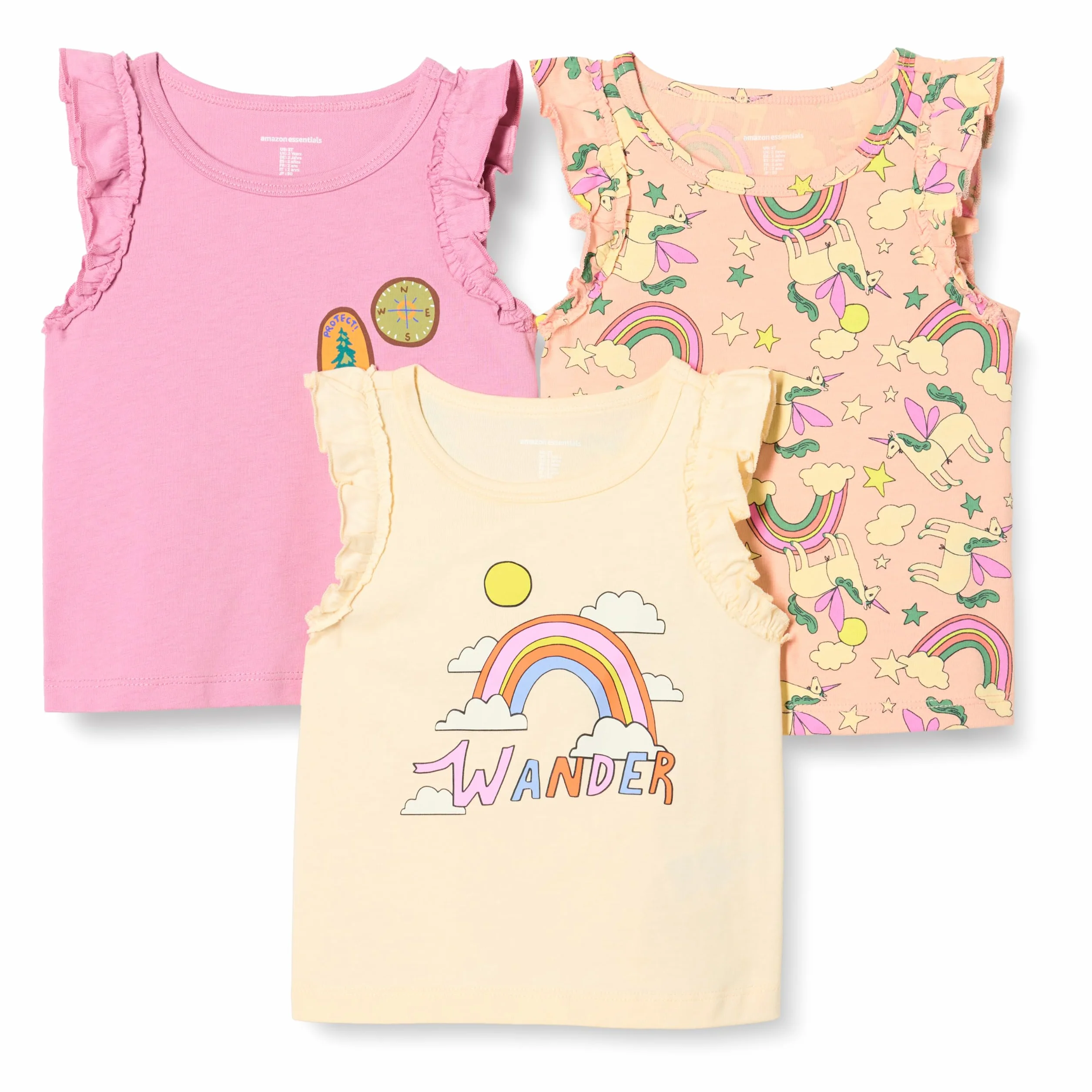 Amazon Essentials Niñas Camisetas de Tirantes con Volantes