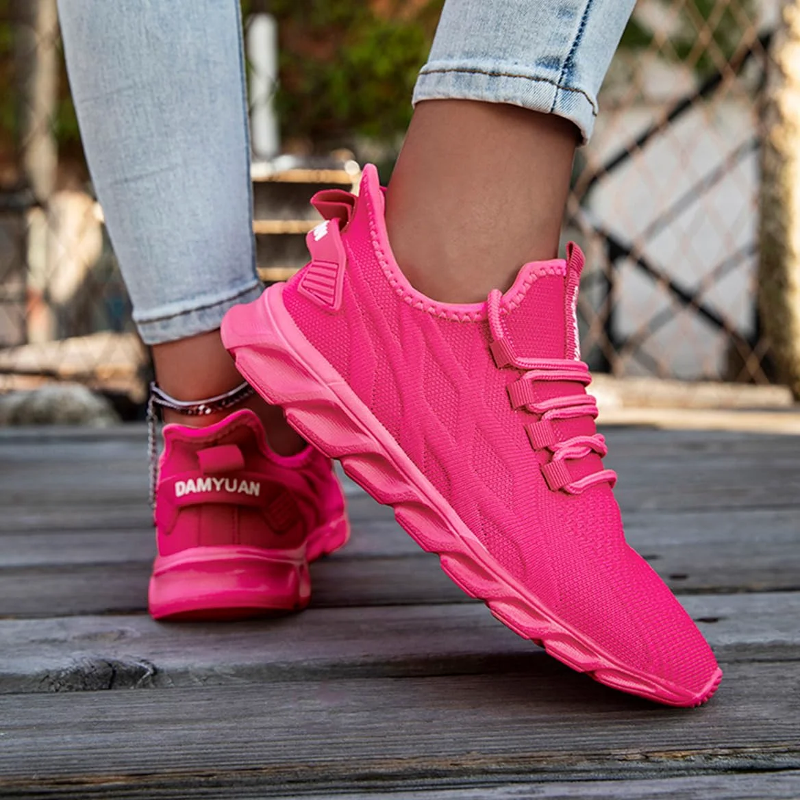 EGMPDA Zapatos deportivos para caminar para mujer, zapatos deportivos para correr, informales, a la moda, ligeros, para el trabajo, viajes, gimnasio, deportes, Rojo melocotón, 37.5 EU