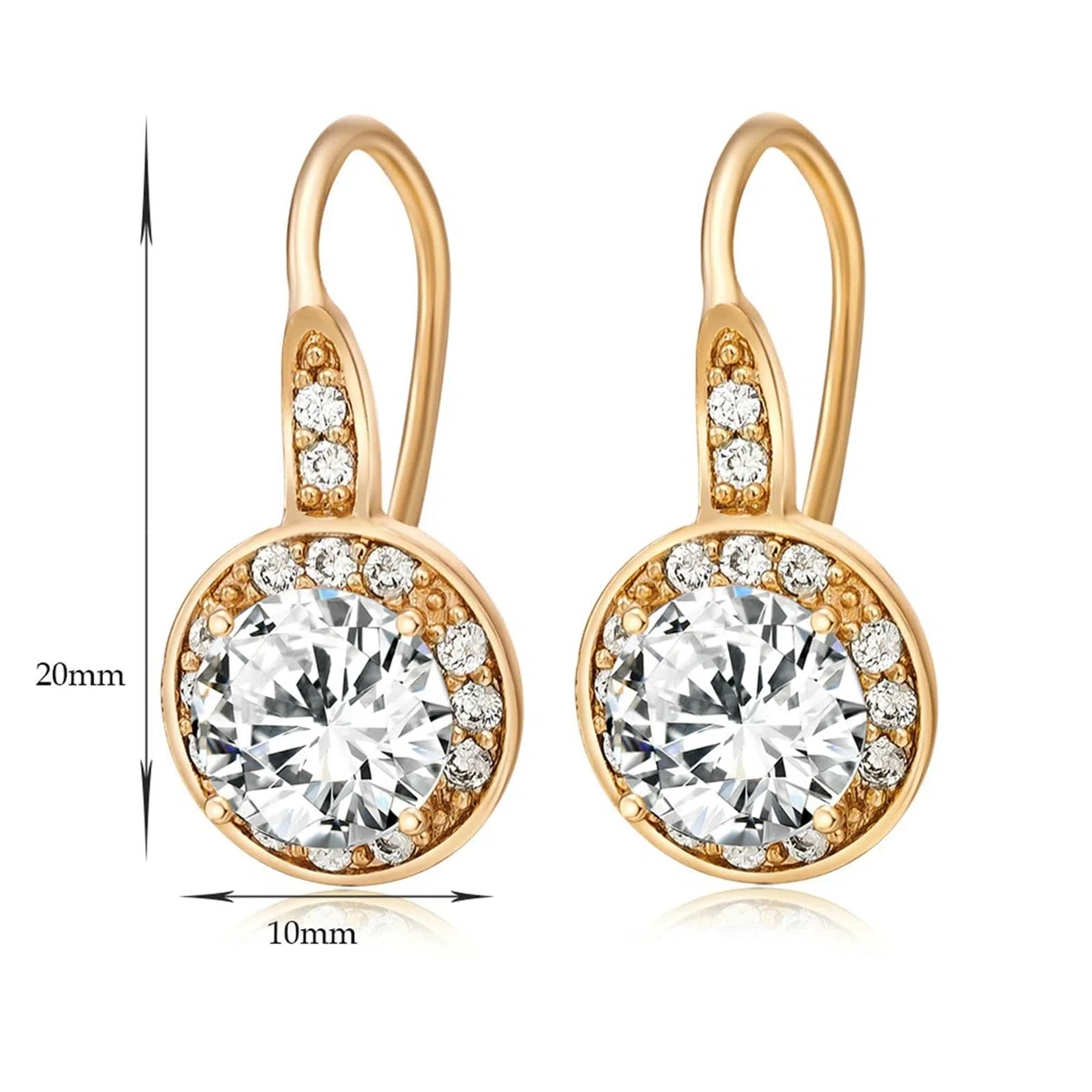 AMDXD Pendientes de oro 375 de 9 quilates, clásicos pendientes con moissanita, oro amarillo de 9 quilates, moissanita, pendientes pequeños