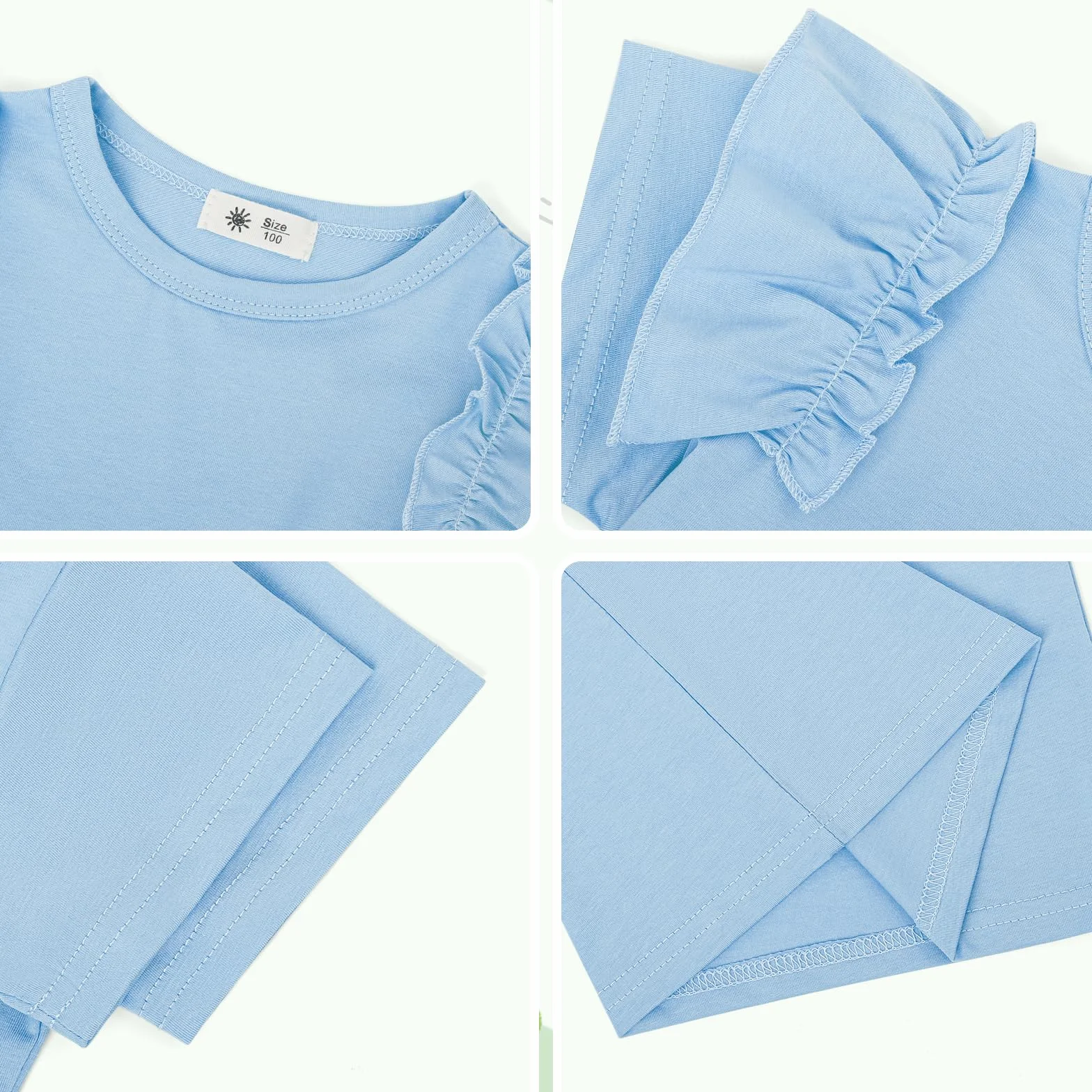 KAKU NANU Camiseta Niña Manga Corta Tops 3-10 Años Lisas Camiseta de Algodon Ropa Verano Niña Blanca Amarilla Rosa Lila Azul