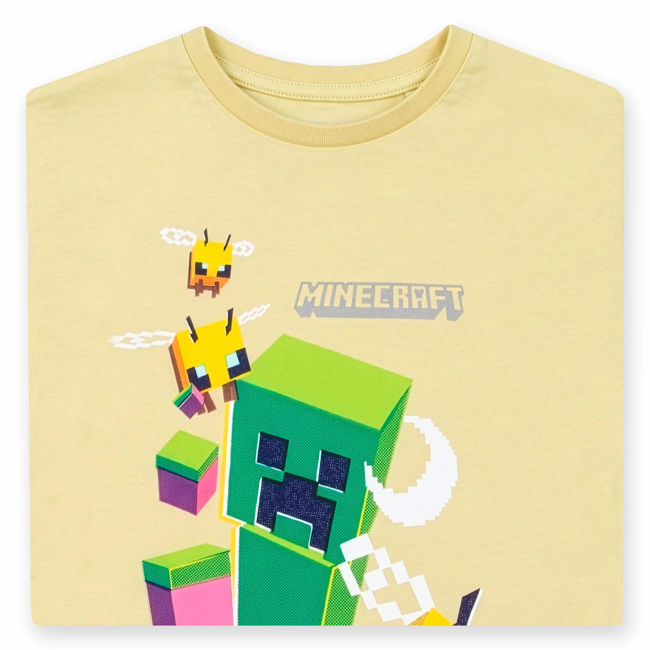Minecraft Camiseta para Gamers, Camiseta para Niña con Abejas Y Creeper, Camisetas de Manga Corta Niña