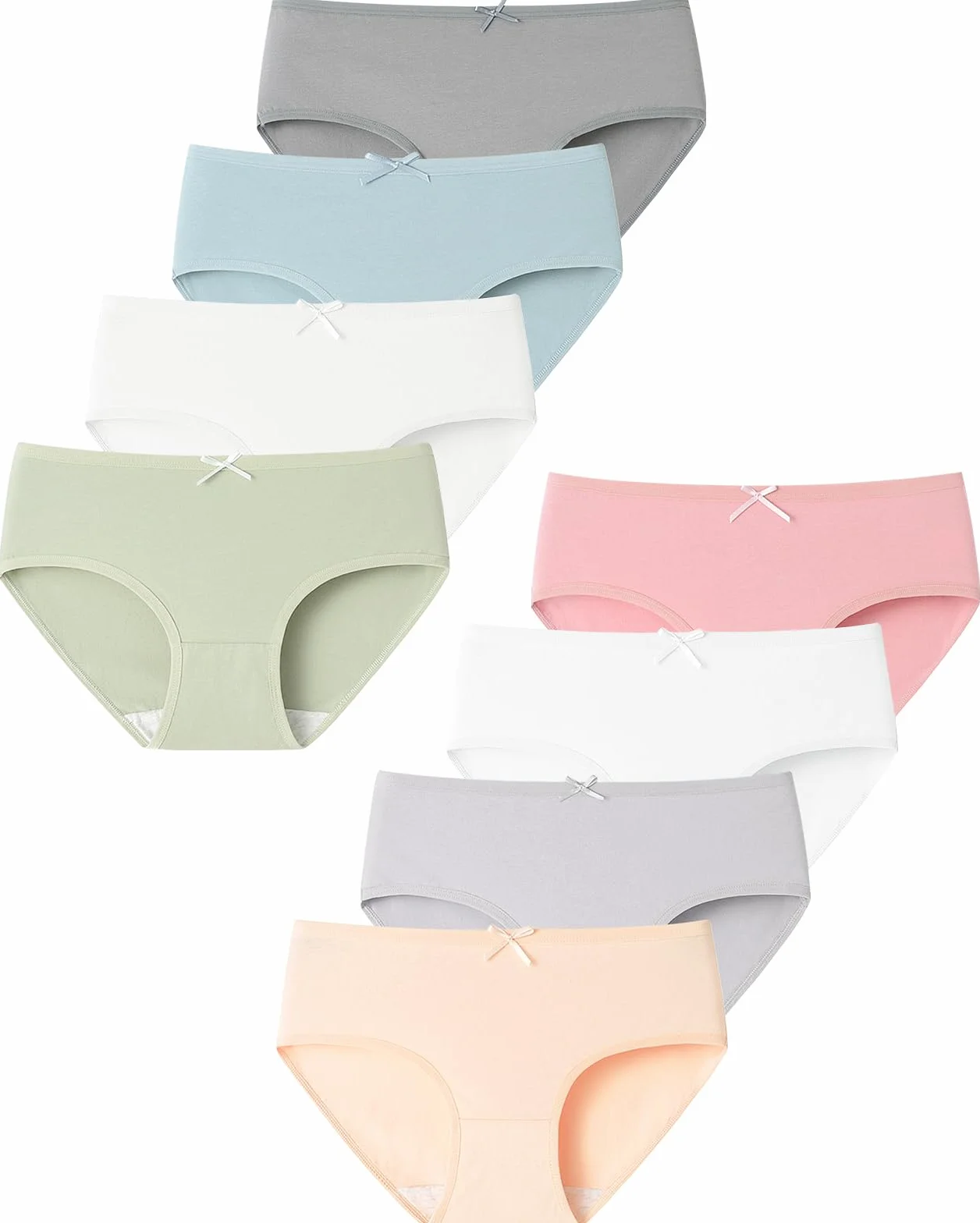 Domee Braguitas Algodón Ropa Interior Niña Pack de 8 Bragas Color Sólido