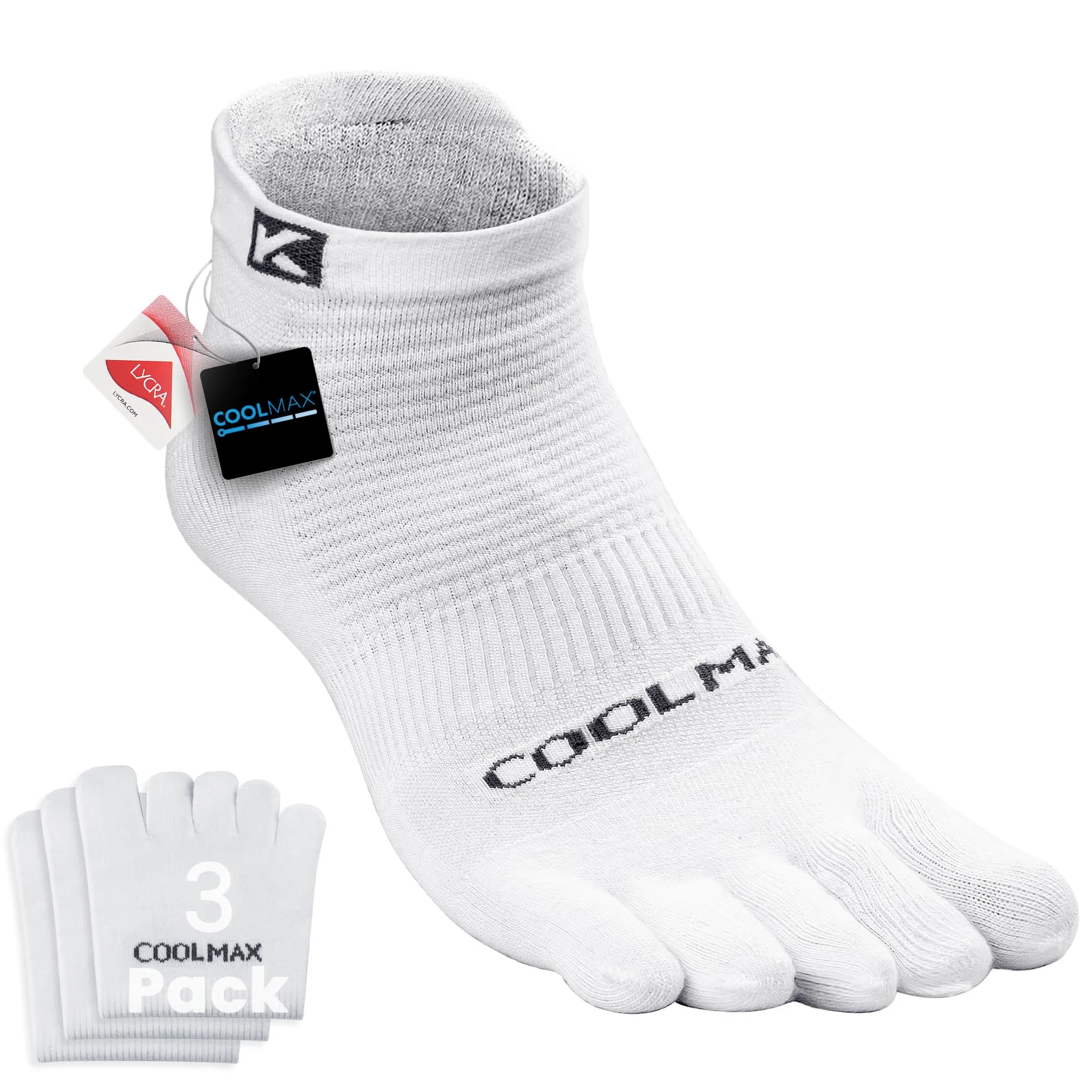 Coolmax - Calcetines de compresión acolchados para correr, 3 pares para hombre 4-13, mujer 5-14