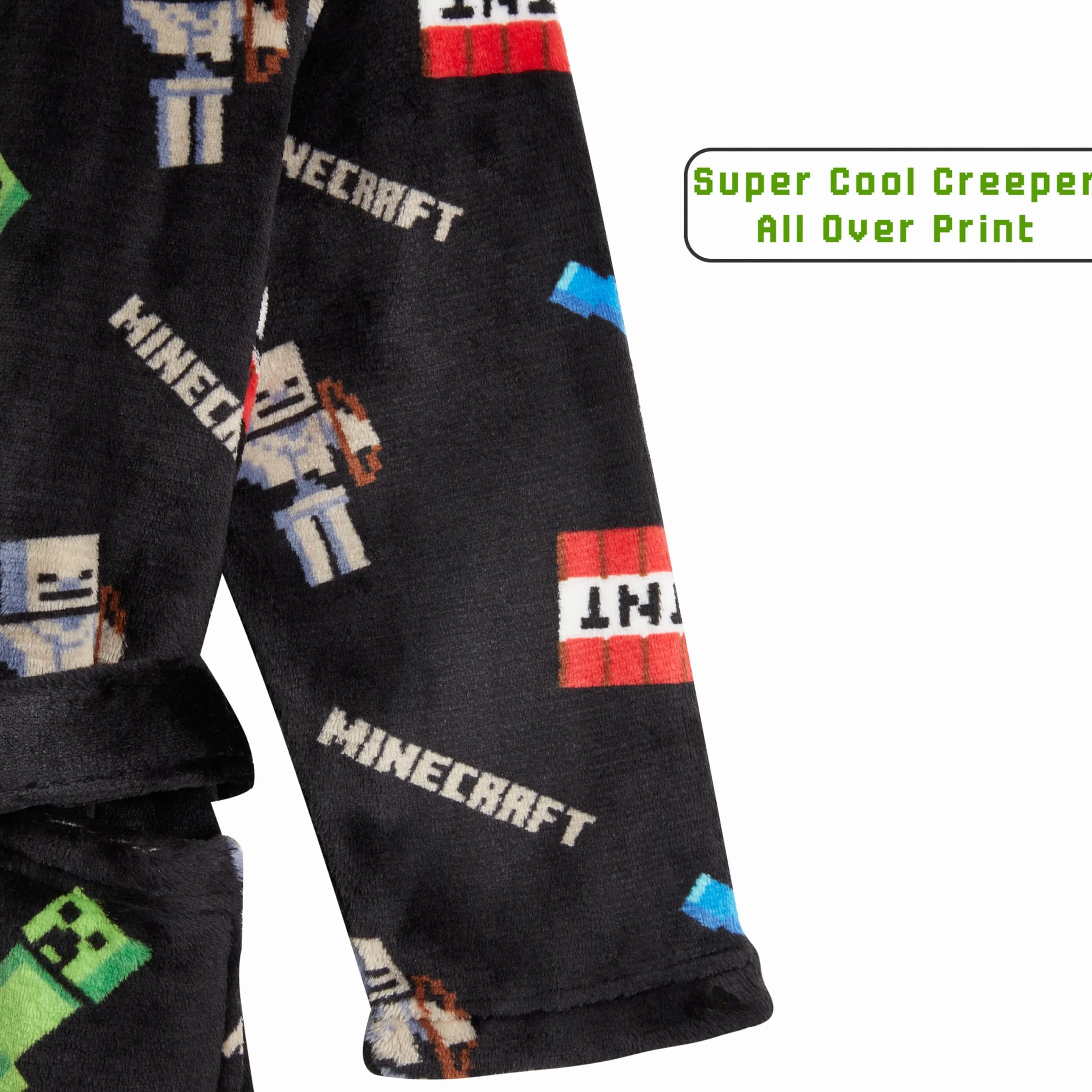 Minecraft Albornoz Niños Creeper Bata Adolescente Felpa Suave Capucha Cinturón Bolsillos Ropa Dormir Regalos