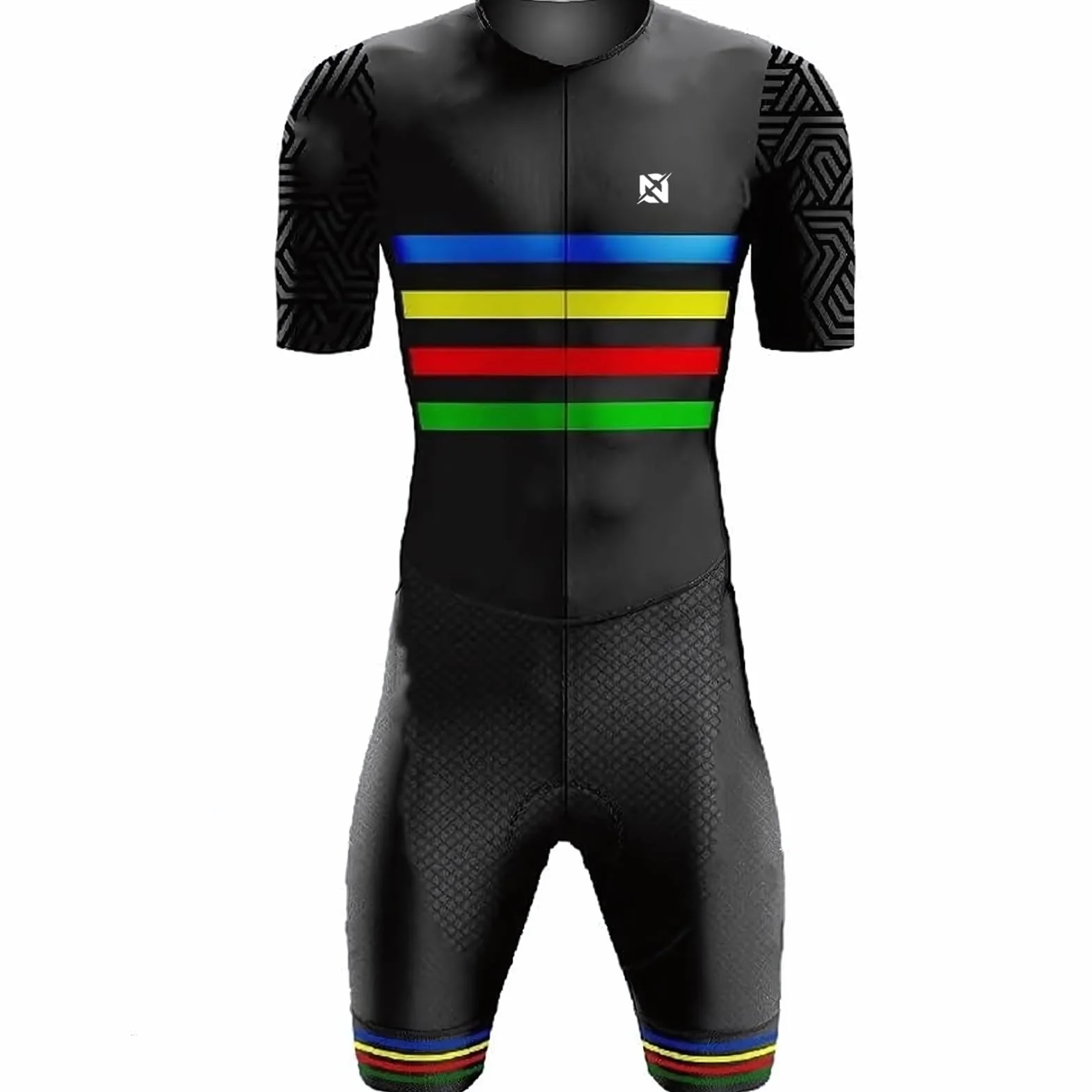 Triatlón Cycling Skinsuit Pro Manga Corta Traje de Ciclismo Racing Suit Acolchado Gel MTB Mono