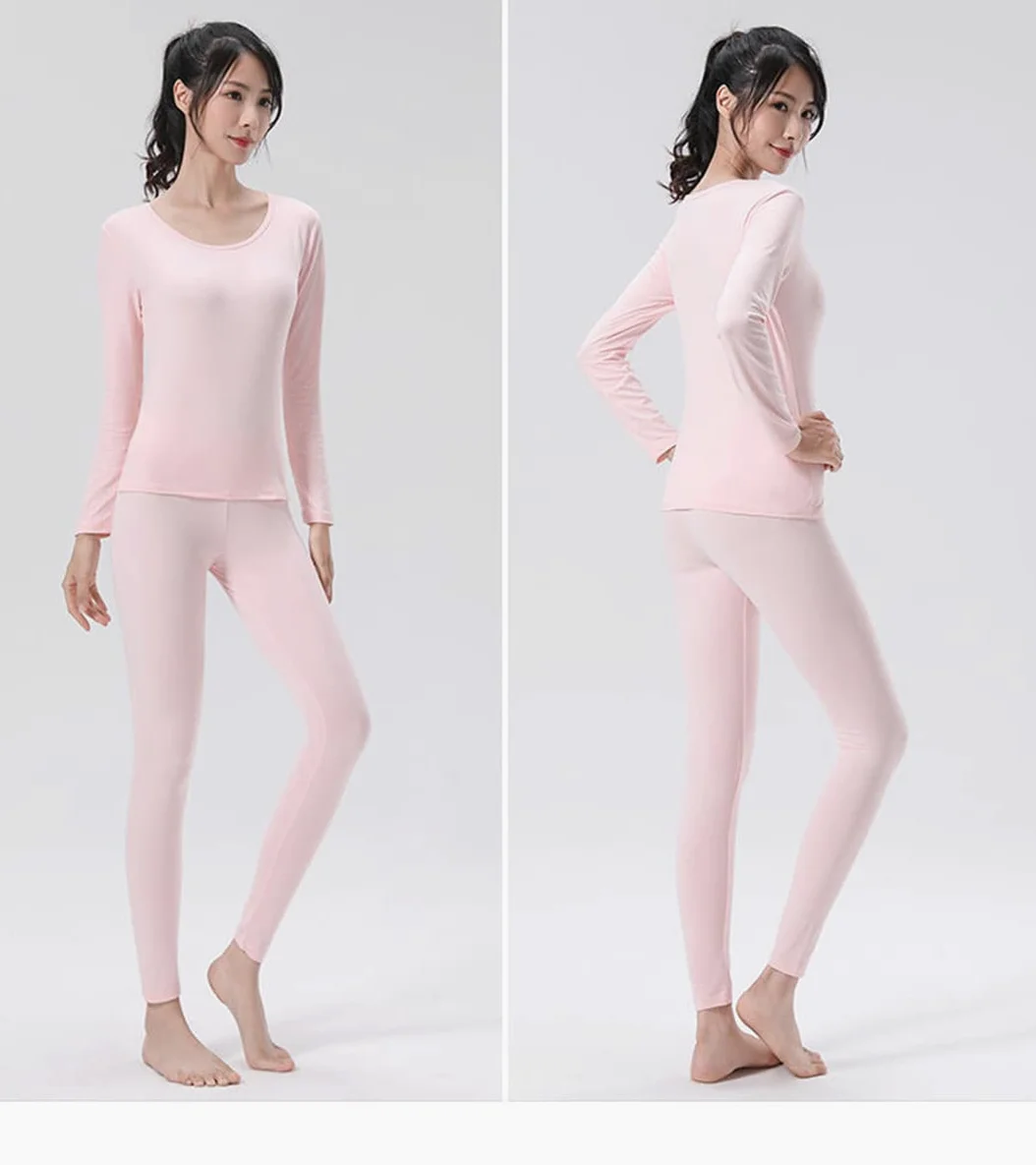 Disimlarl Conjunto de ropa interior térmica para hombre y mujer, rosa, XXL