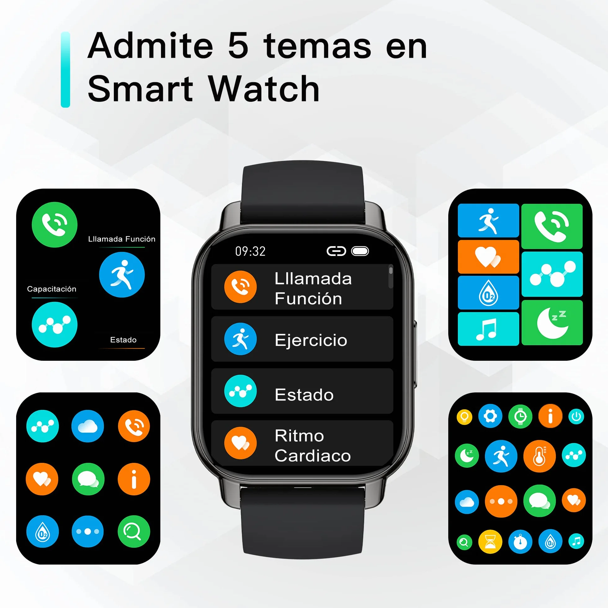 Popglory Reloj Inteligente Hombre con Llamadas y Asistente Voz, 1,85'' Smartwatch 2 Correas, Pulsera Actividad Presión Arterial Ritmo Cardíaco Oxígeno Sanguíneo, para Mujer Hombre Android iOS