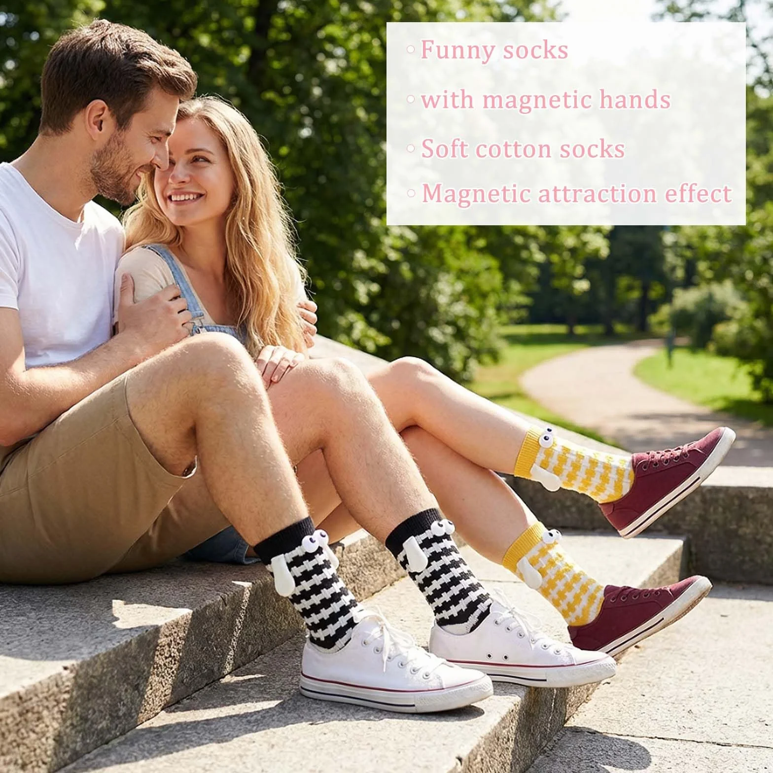 5 pares de calcetines magnéticos divertidos,Mediano Tubo Calcetines, calcetines 3d mano en la mano para mujeres hombres, par unisex divertido con las manos, calcetines para pareja