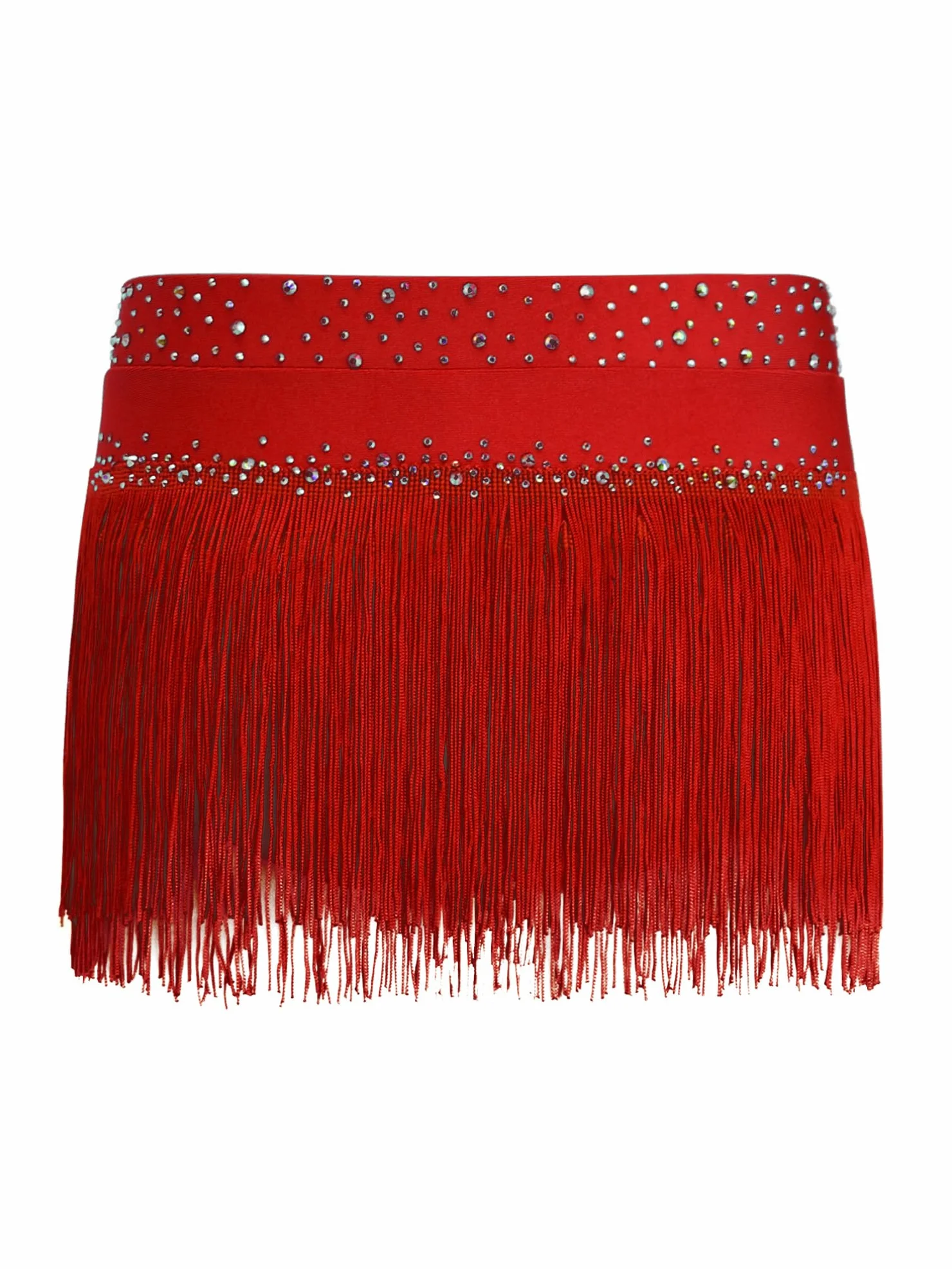 TiaoBug Falda De Baile De Tango De Salsa Latina con Flecos para Niñas Faldas De Cintura Elástica Falda Corta Brillante De Baile Jazz