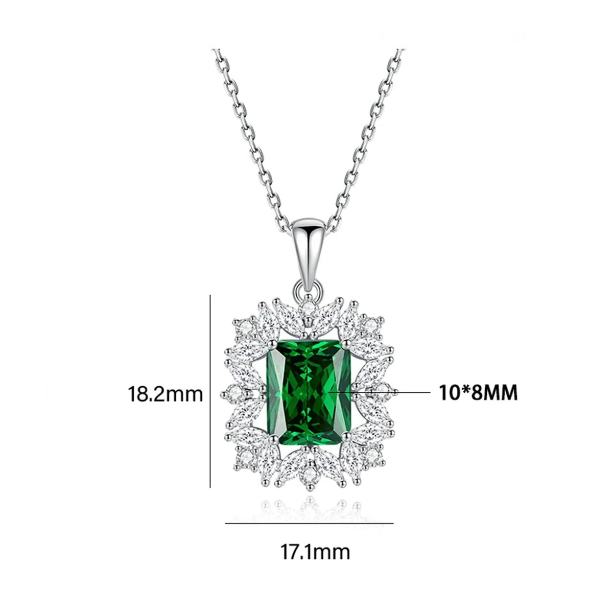 Wycian Collares de oro real para mujer, piedra natal, topacio azul y moissanita rectangular, colgante grande, collar de oro delicado para mujer, 45 cm