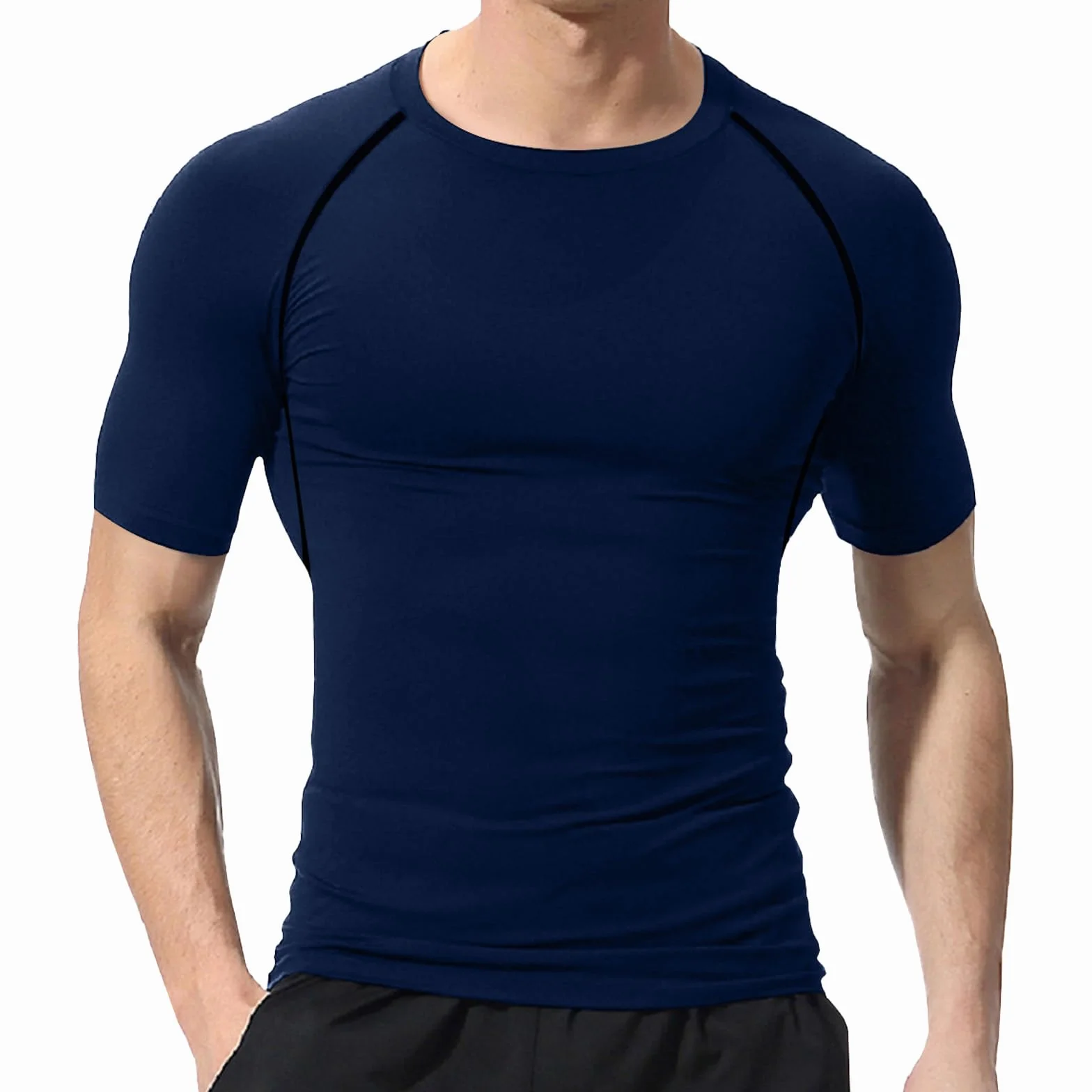 Camiseta Compresión Hombre Entrenamiento Deportes Manga Corta Camiseta Ciclismo Atlético Camisetas interiors Secado Rápido Tops Mallas Transpirables Base Deportiva de Gimnasio