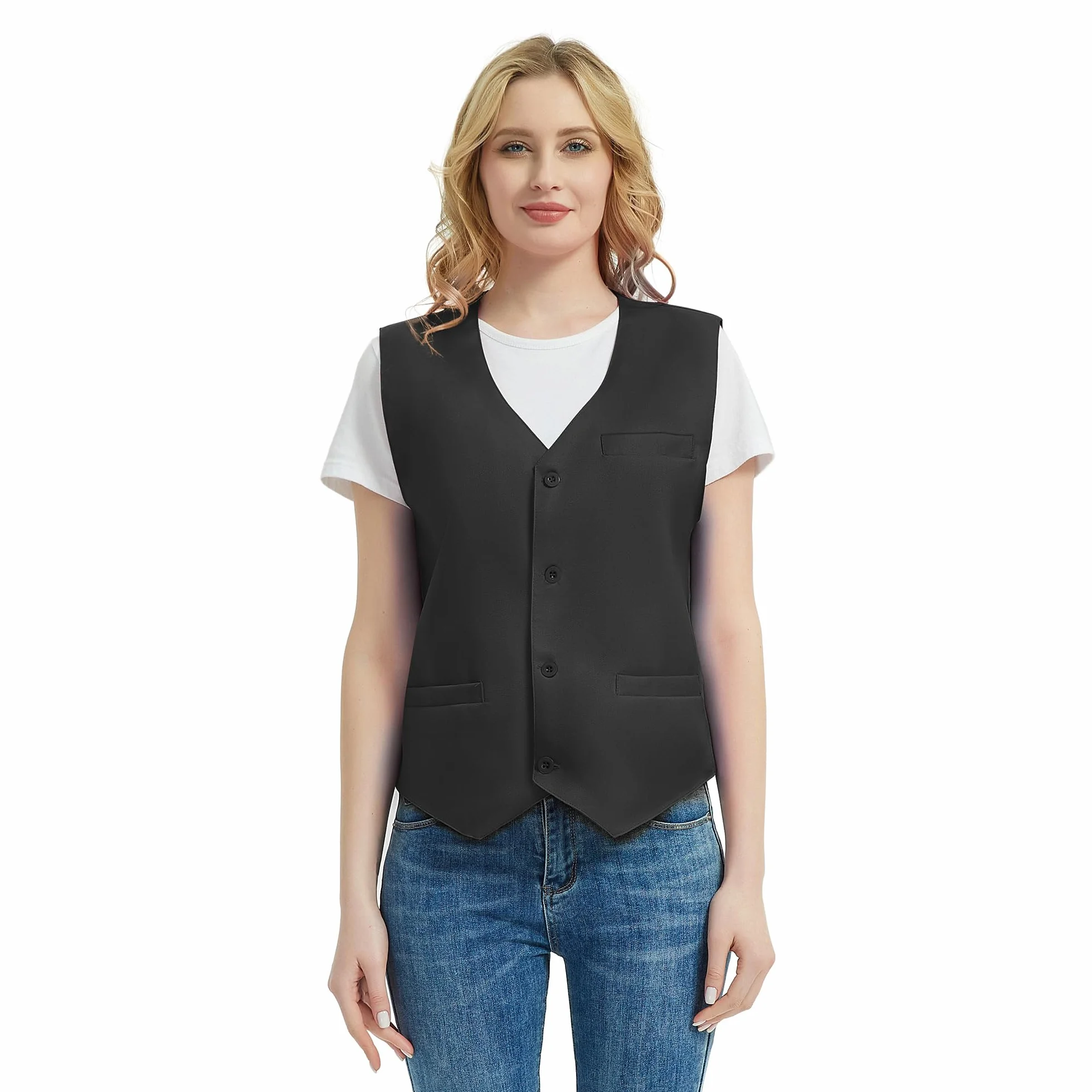 TopTie Chaleco de Vestir Unisex para Hombre y Mujer Negro