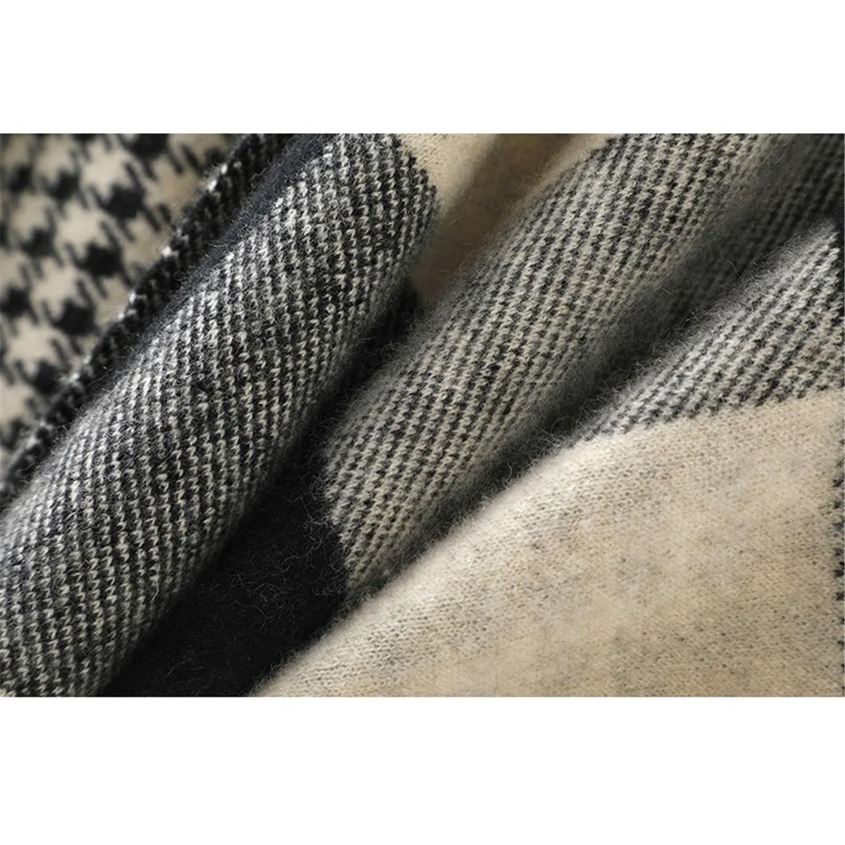 Elegante chal de cachemir con borlas y patchwork for mujer, bufanda, capa gruesa, manta Chal de invierno