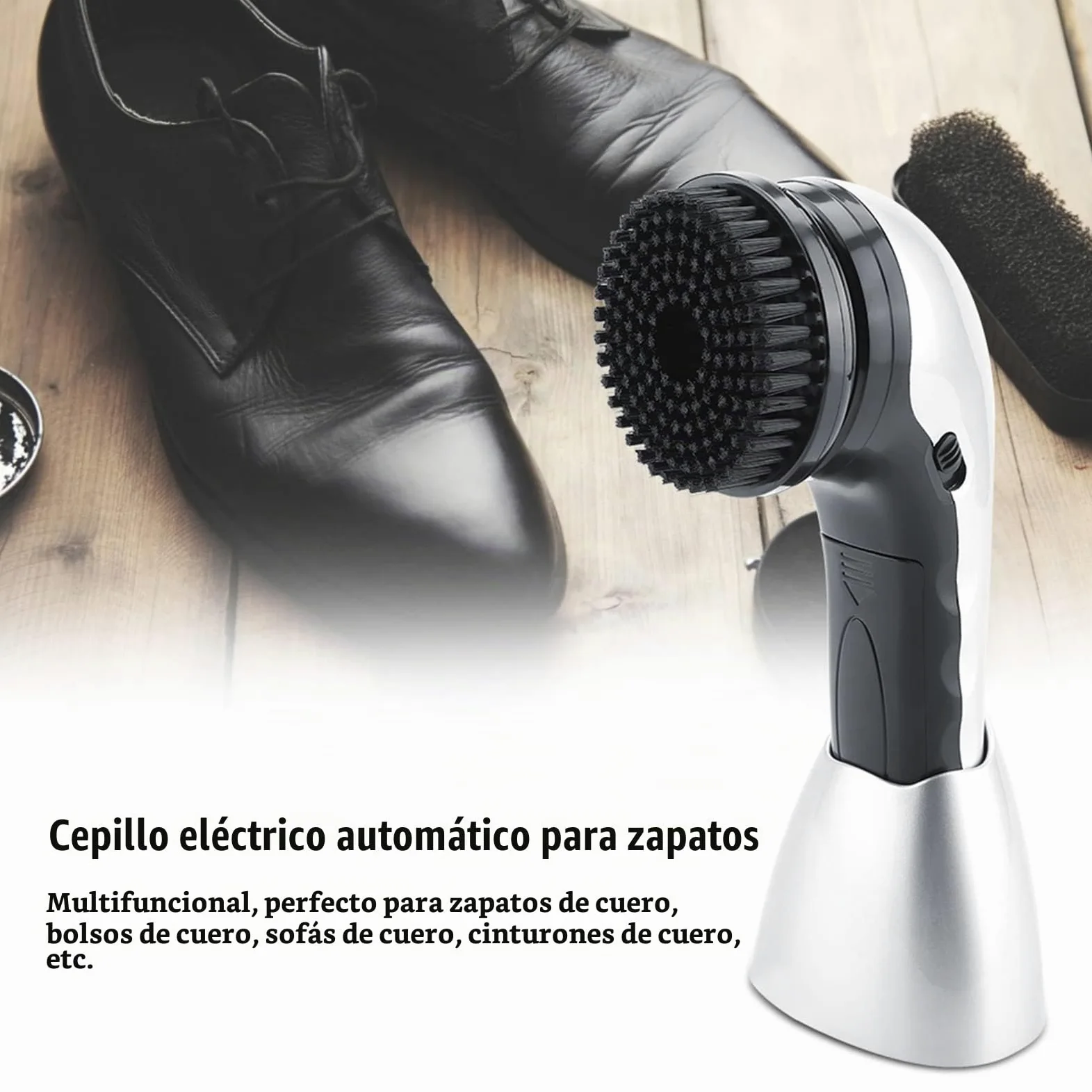 Cepillo Eléctrico con 5 Cepillos para Zapatos Pulidor de Zapatos Cepillo de Limpieza Kit Mini Pulidora Eléctrica Portátil para Zapatos Bolsos Sofá Cuidado de Cuero