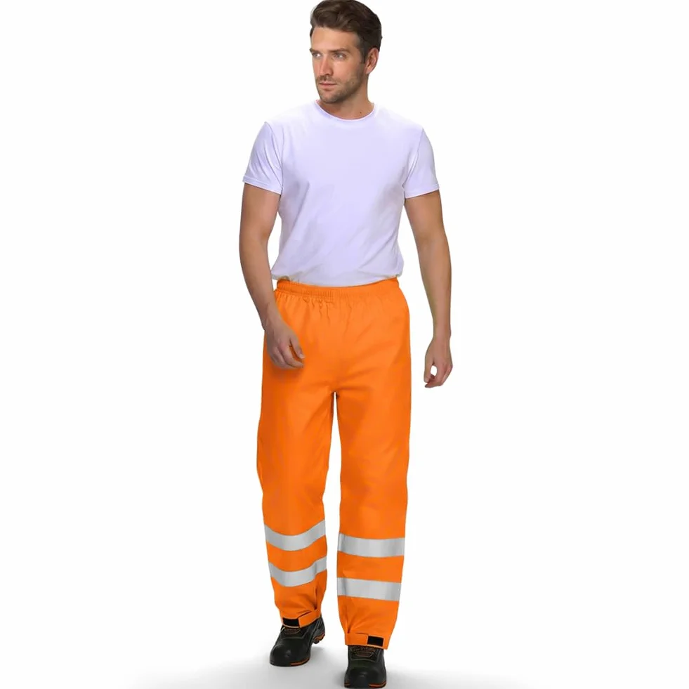 AUYAO Pantalón de Alta Visibilidad, Pantalón de Lluvia Hi-Vis de Doble Capa, Pantalones de Lluvia Reflectantes e Impermeables, Pantalones de Trabajo Hombre y Mujer para Exterior