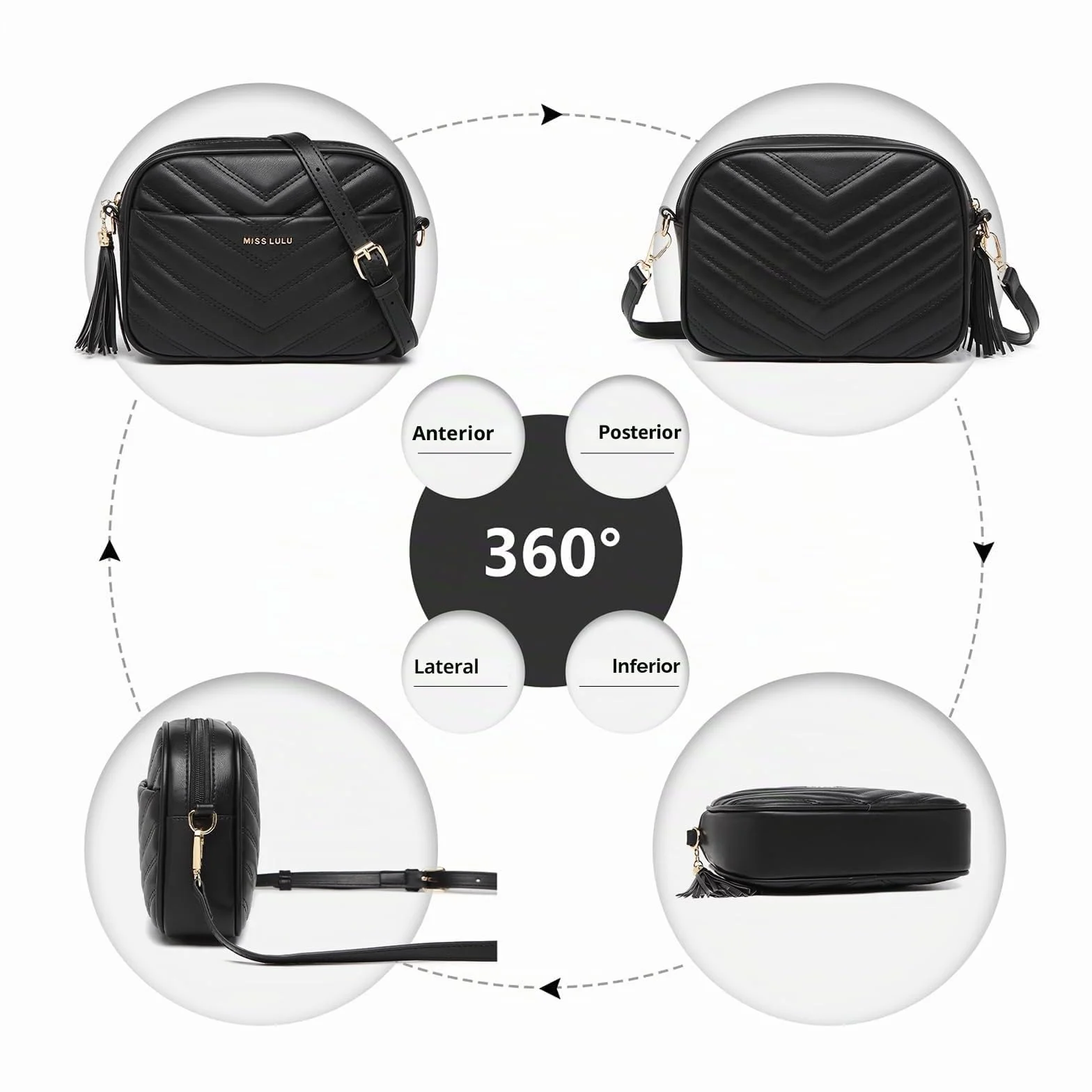 Miss Lulu Bolso bandolera mujer, bolsos mujer pequeño, bolso mujer de piel auténtica, bolso crossbody