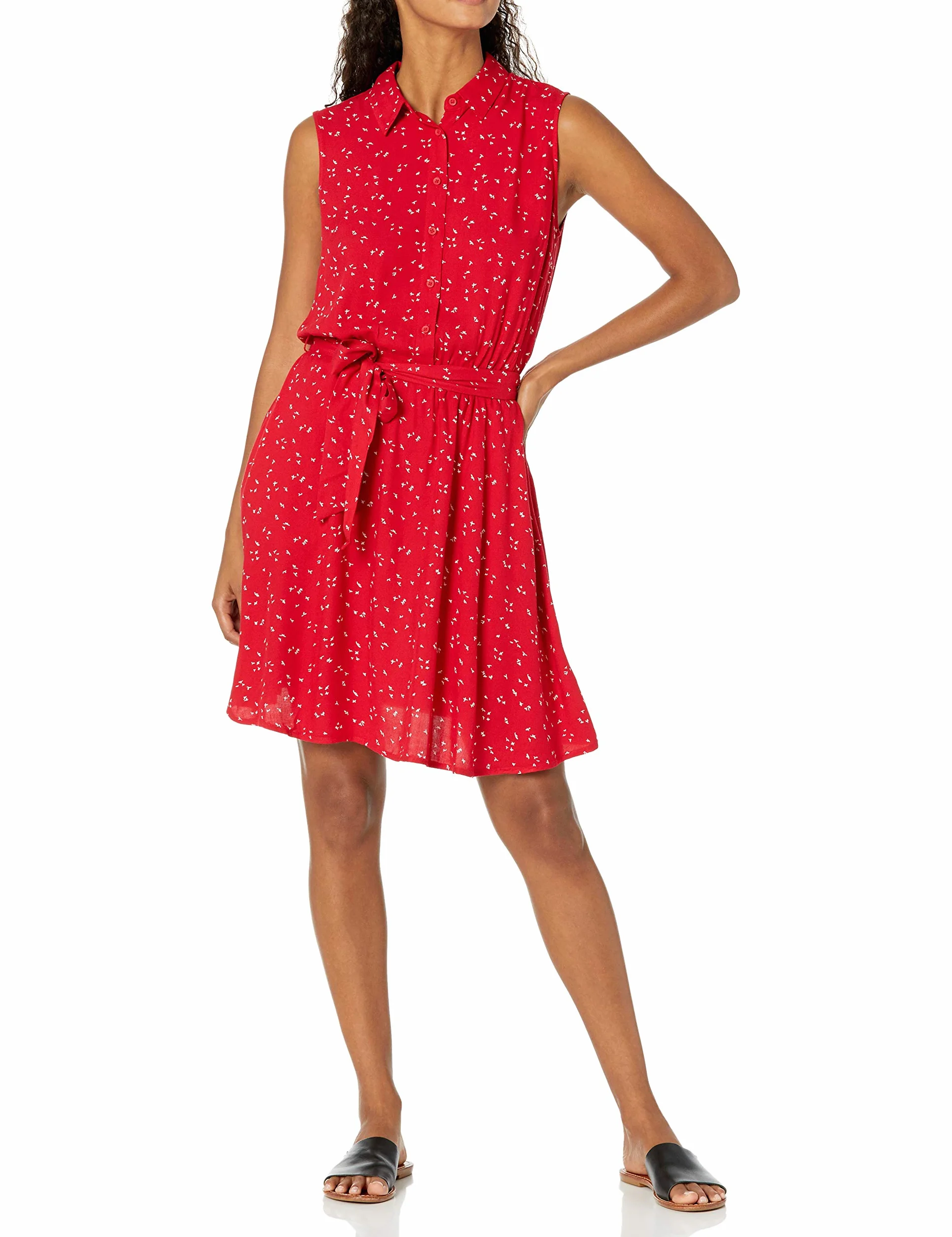 Amazon Essentials Mujer Vestido Camisero Tejido sin Mangas Ajuste Relajado