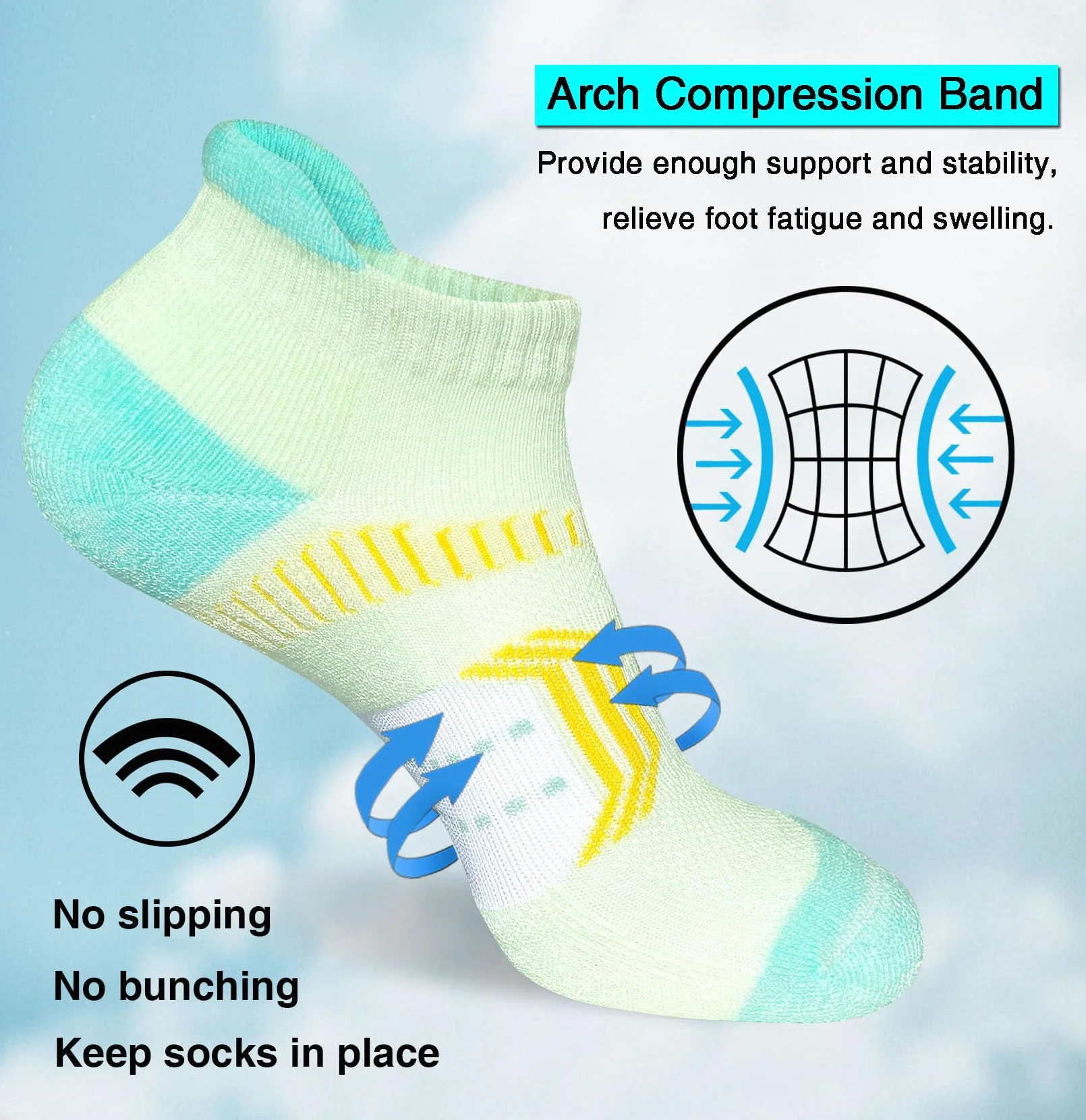 suaskk Calcetines deportivos acolchados para mujer, antiampollas, cómodos, para correr, 5 pares