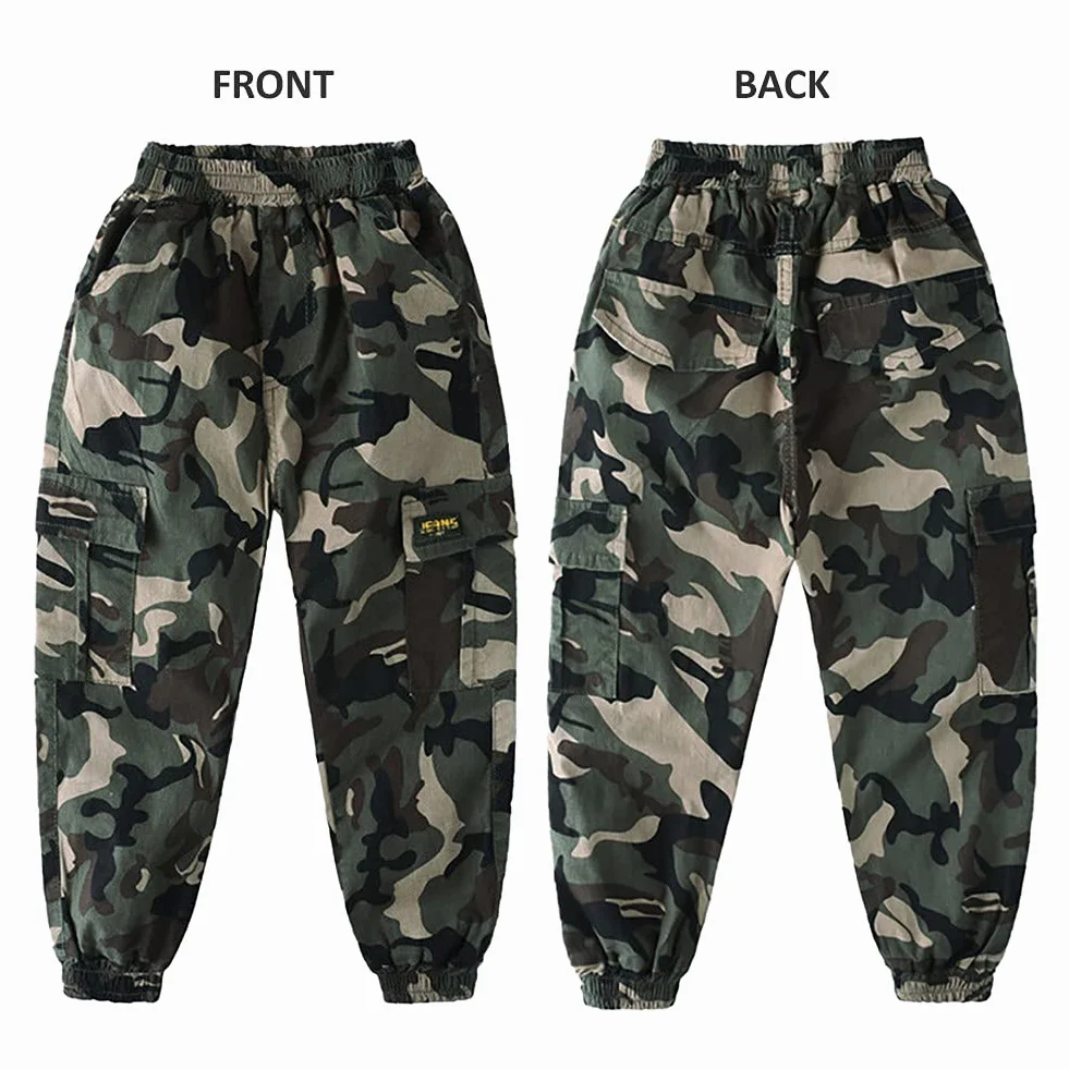 Pantalones Cargo Uniforme Escolar para Niños Cintura Elástica 6-14 Años