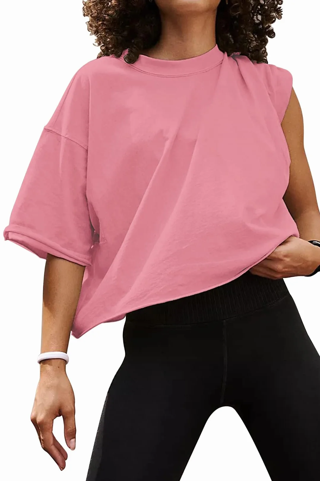 Camiseta corta de entrenamiento de gran tamaño, informal, de gran tamaño