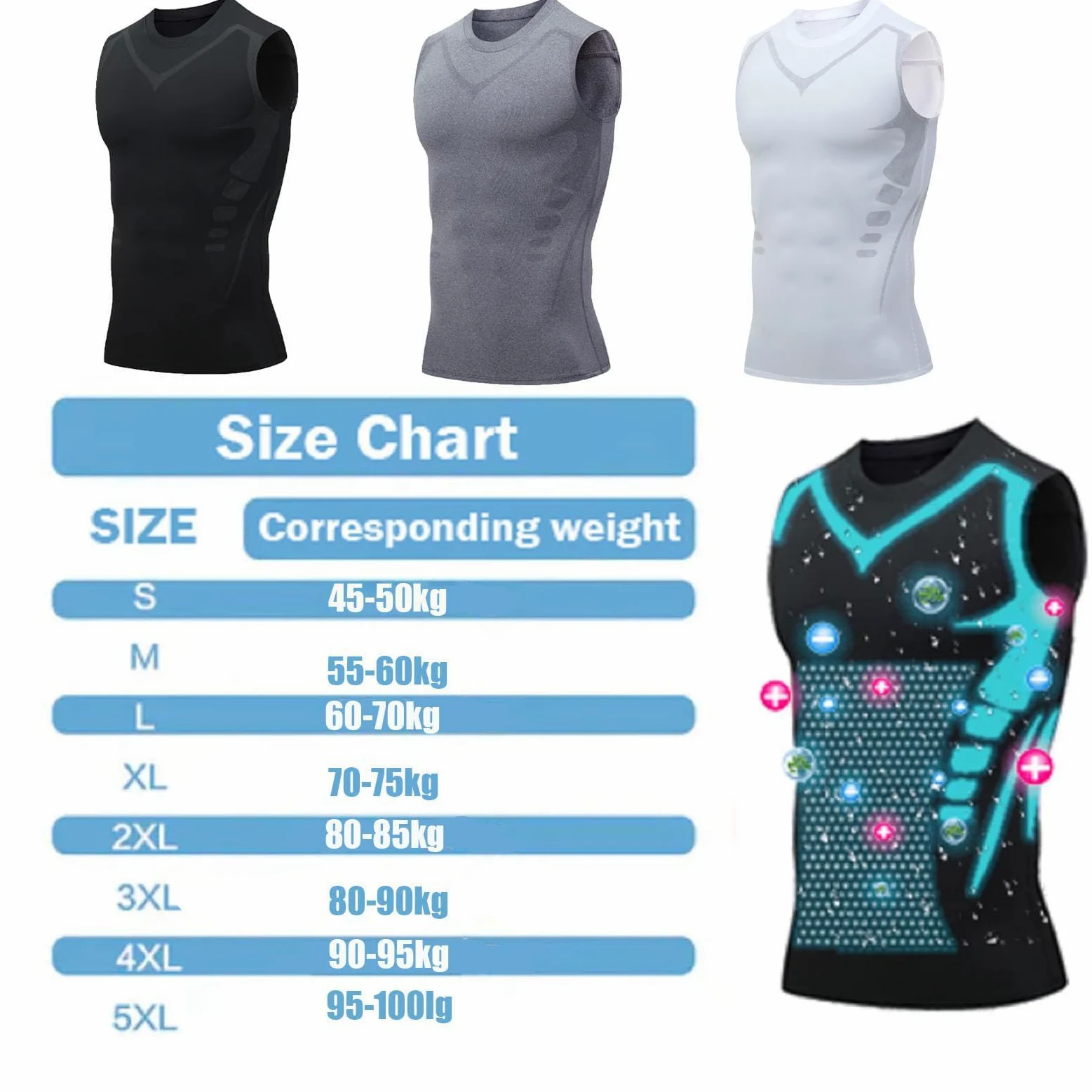 Duneva Vital Vest, Vital Vest Chaleco adelgazante, Vitalvest, Body Shaper Hombre Ionic Shaping Camiseta sin mangas