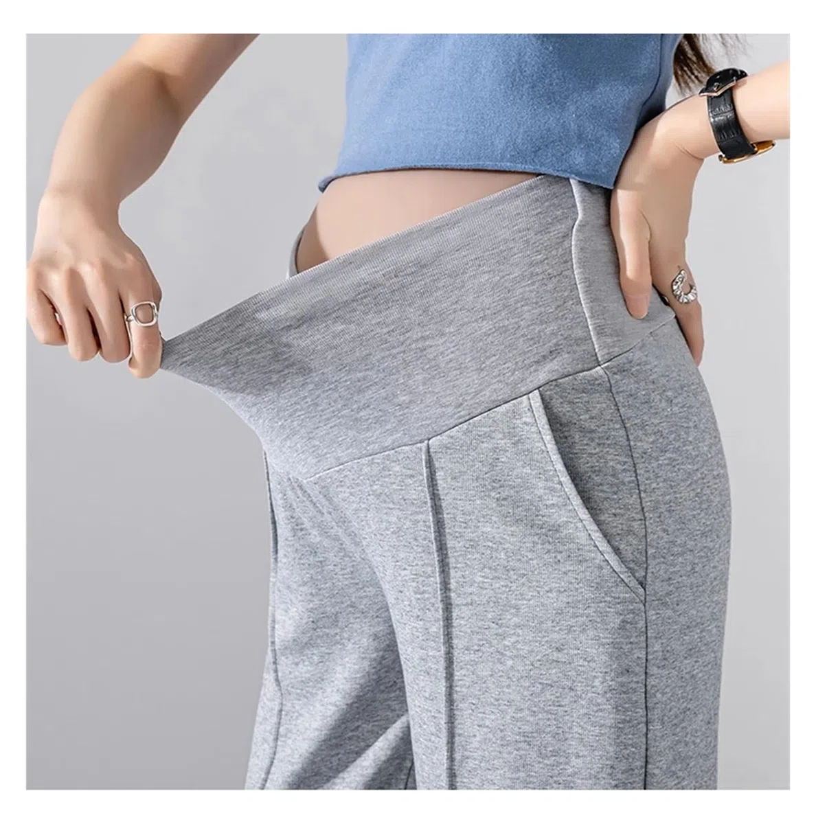 Pantalones de Maternidad Rectos, Finos y Frescos de Verano, de Cintura Baja for Embarazadas, Pantalones de Embarazo Holgados con Pierna Ancha.(White,M)