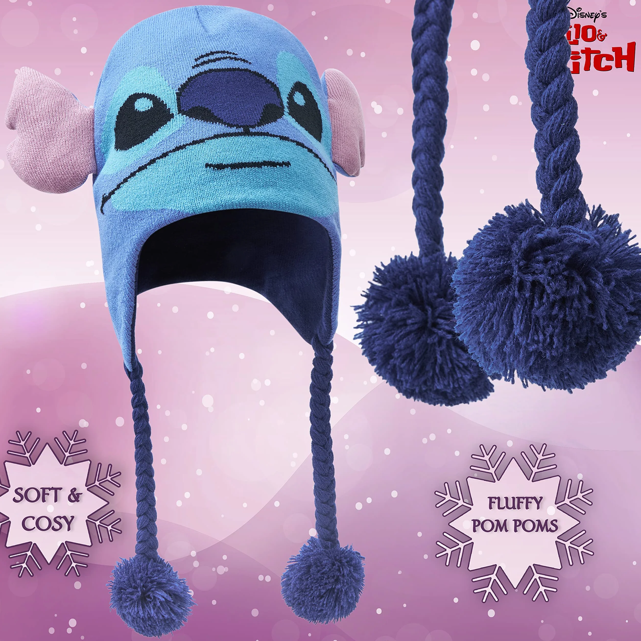 Disney Stitch Accesorios de Invierno Set de 1, 2 o 3 Piezas para Niñas, Gorro Niña Guantes Invierno Bufanda, Regalos Niños