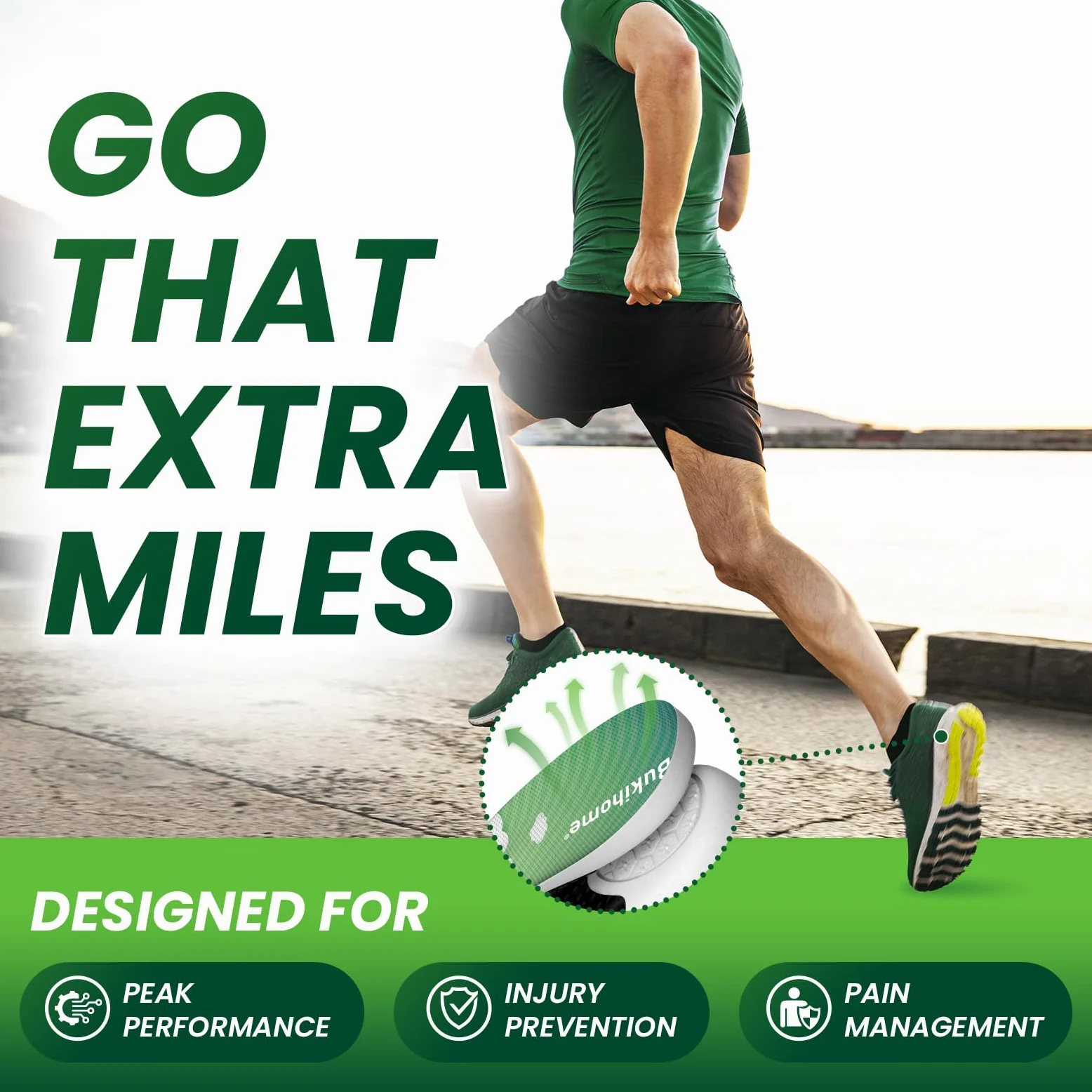 Bukihome Plantillas deportivas profesionales para correr y baloncesto, plantillas ligeras con absorción de impactos, retorno de energía y soporte de arco, plantillas para mejorar el rendimiento para