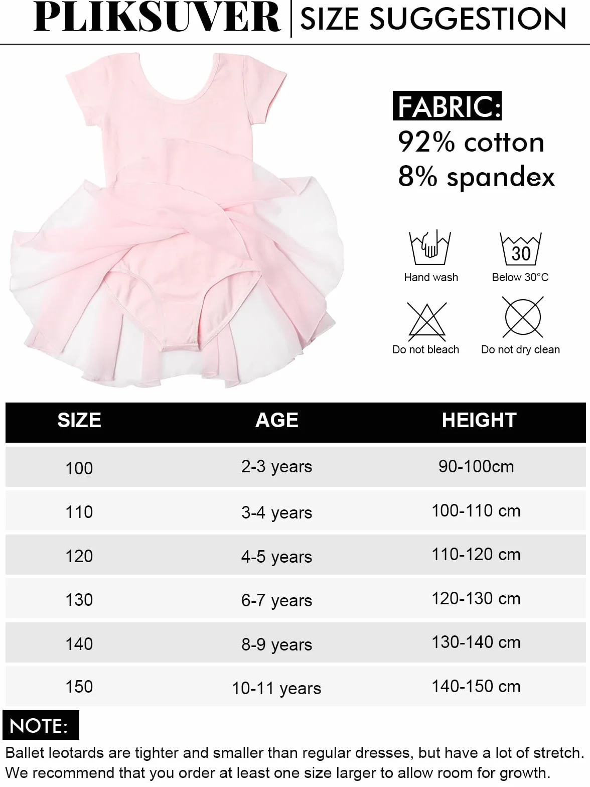 Vestido de Ballet para Niñas Manga Corta Maillot de Danza con Falda de Gasa